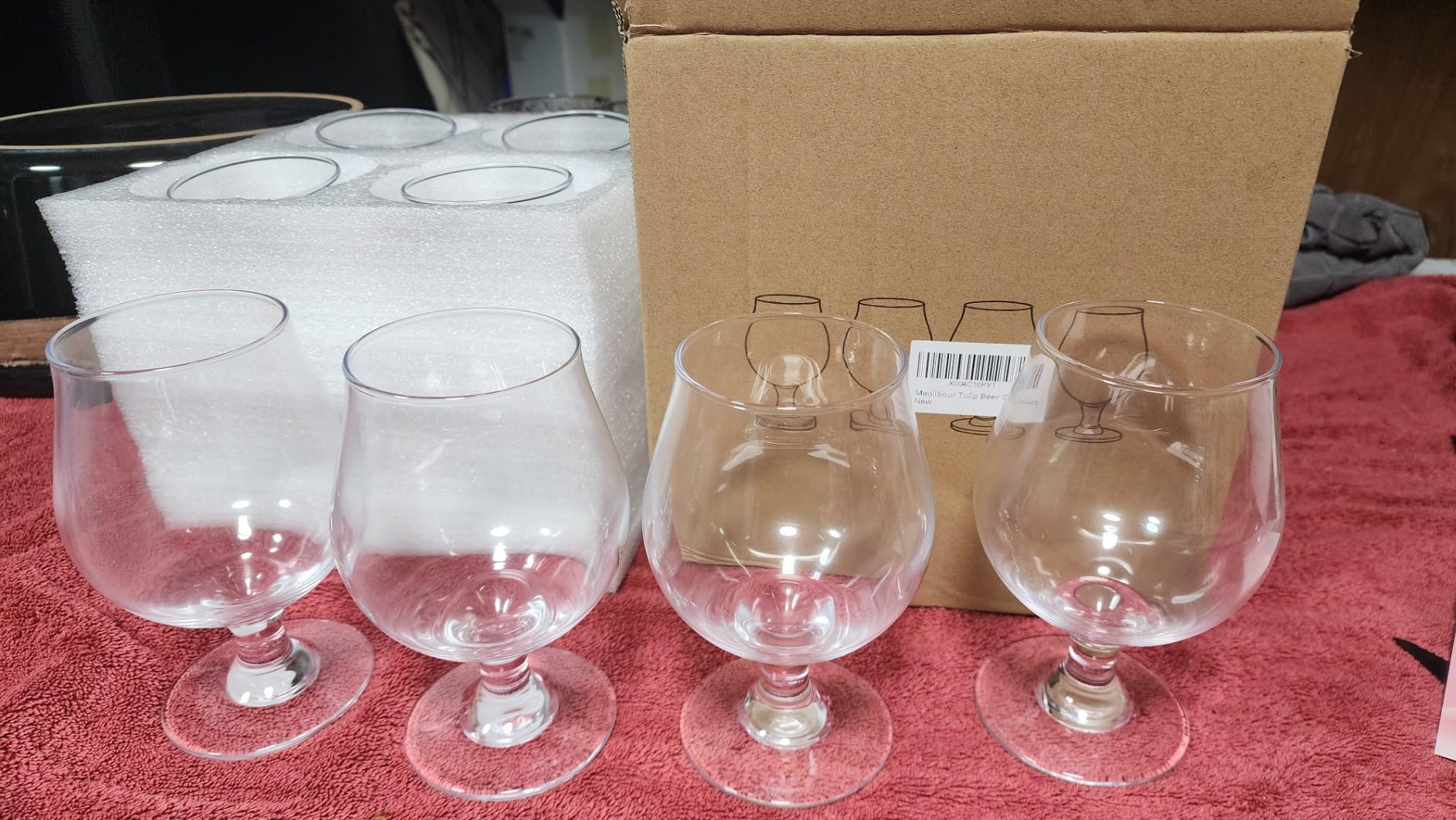 Meolibour Beer Glasses Set of 4, 16 OZ Classic Craft Goblet Glasses, Premium Tumbler Set, Pub, Unique Design Beer Glasses, Dishwasher Safe customer photo 2