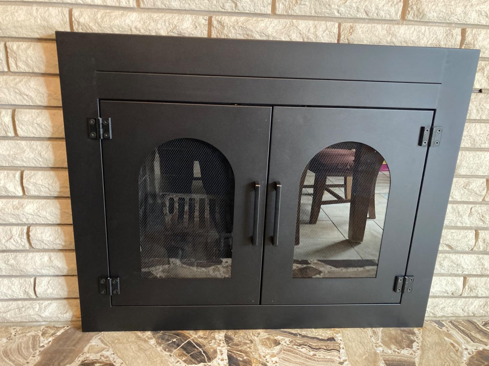 Fireplace Doors with Tempered Glass, Designed for Masonry Fireplaces, Black, Medium customer photo 2