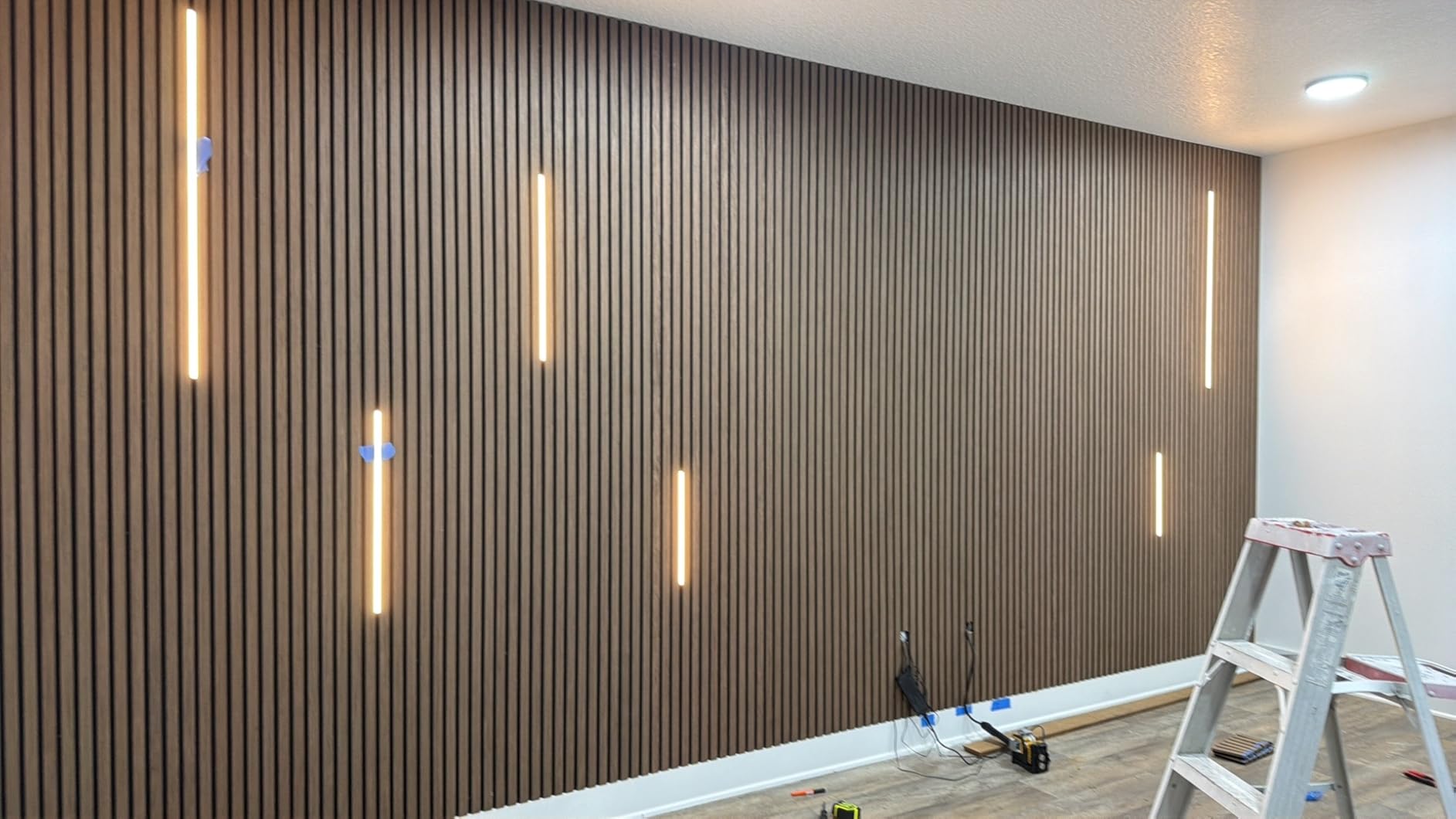 Yuzzy Wood Panels for Wall and Ceiling, 108 x 11 Inch, 4 PCS, Rustic Gray Oak customer photo 1
