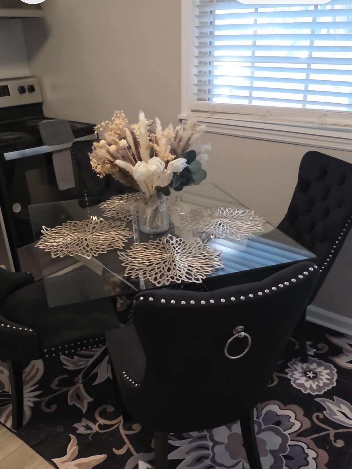 Luxury Floral Arrangement with Vase - Pampas Grass & Artificial Flowers | High End Centerpiece Decor For Coffee Dining Table Kitchen Island, Farmhouse Boho Home Decor with Dried Flowers customer photo 2