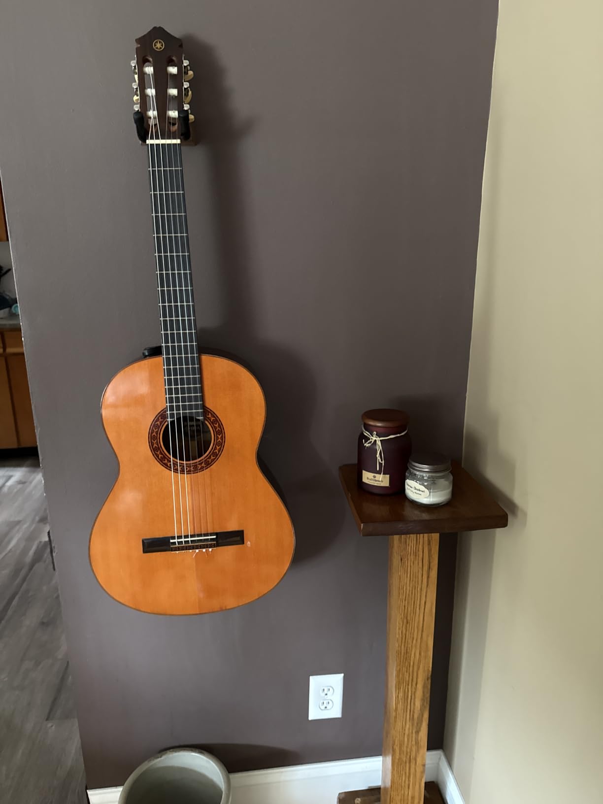 Guitar Wall Hanger 2 Pack U-Shaped Walnut Mount | Black walnut hardwood, auto-pivoting yoke, nitro-safe padding, 35 lb capacity, 6 picks and hardware included customer photo 2