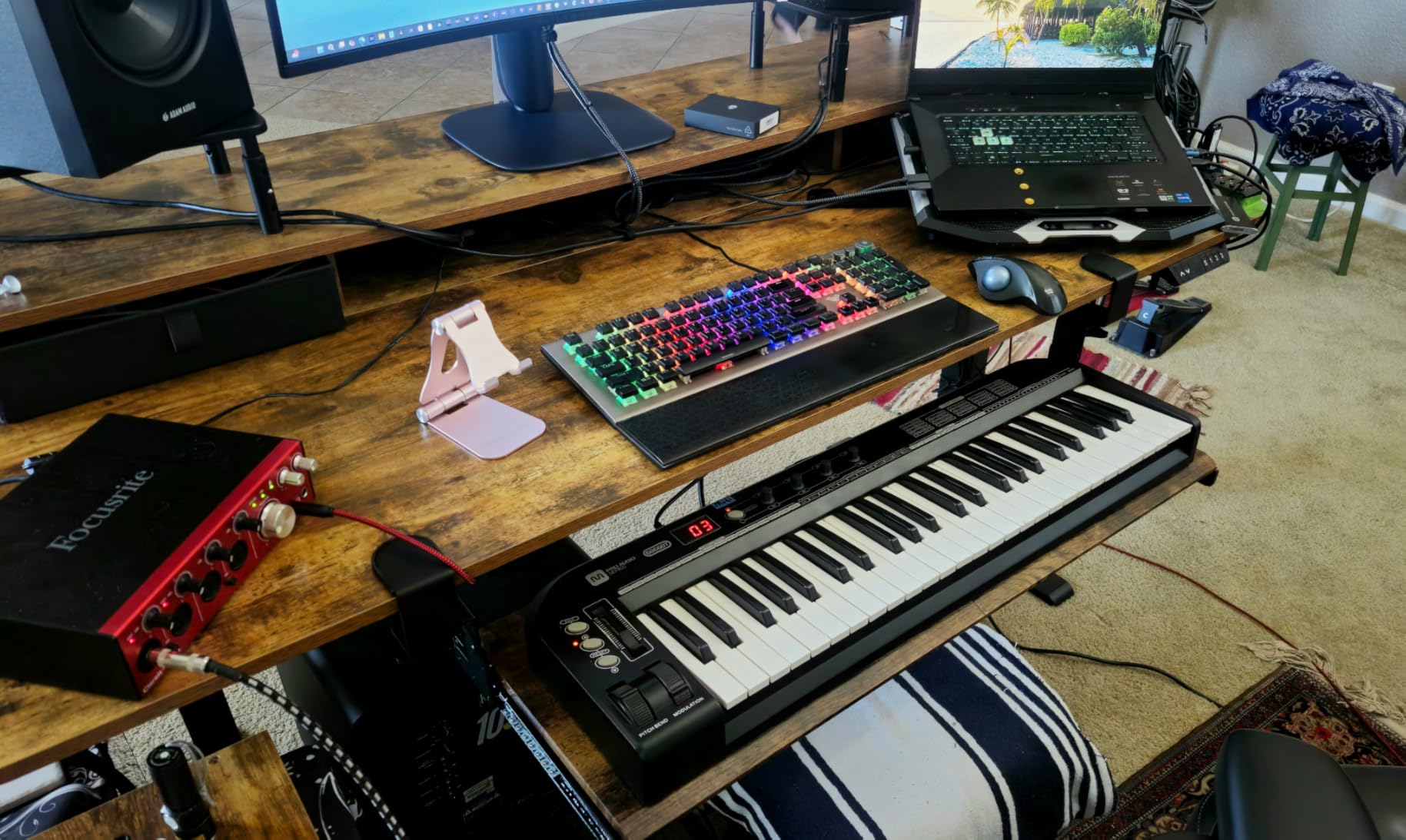 AX WABER Keyboard Tray Under Desk Pull Out with Extra Sturdy Adjustable C Clamp Mount System, 27.3 (32.5 inch Including Clamps) x 11 Inch Slide-Out Platform Computer Drawer for Typing, Black, AX01WB01 customer photo 1