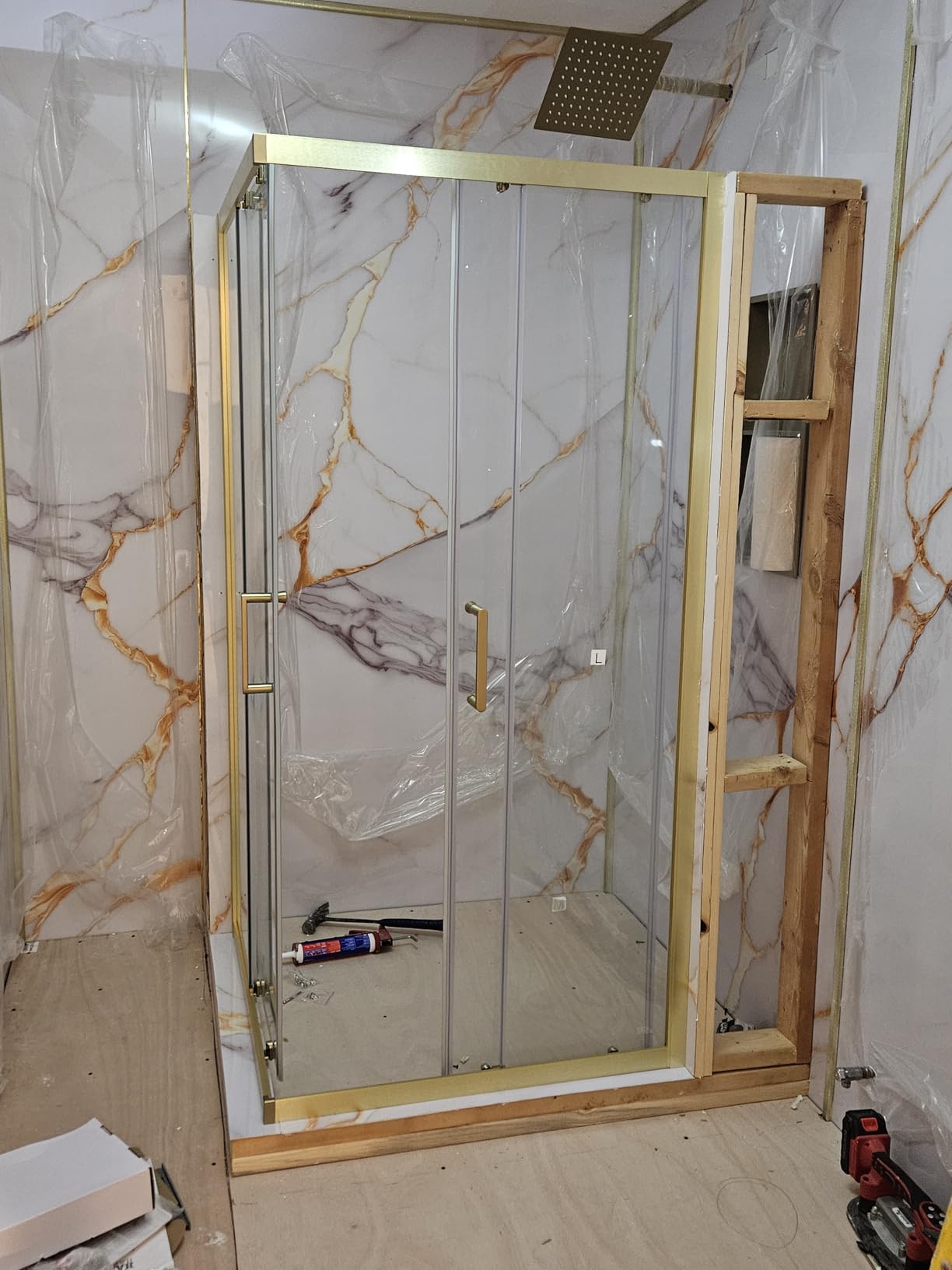 Corner Shower Enclosure 36 in.D x 36 in. W x 71 in. H | Black Framed Double Sliding Shower Door with 1/4
