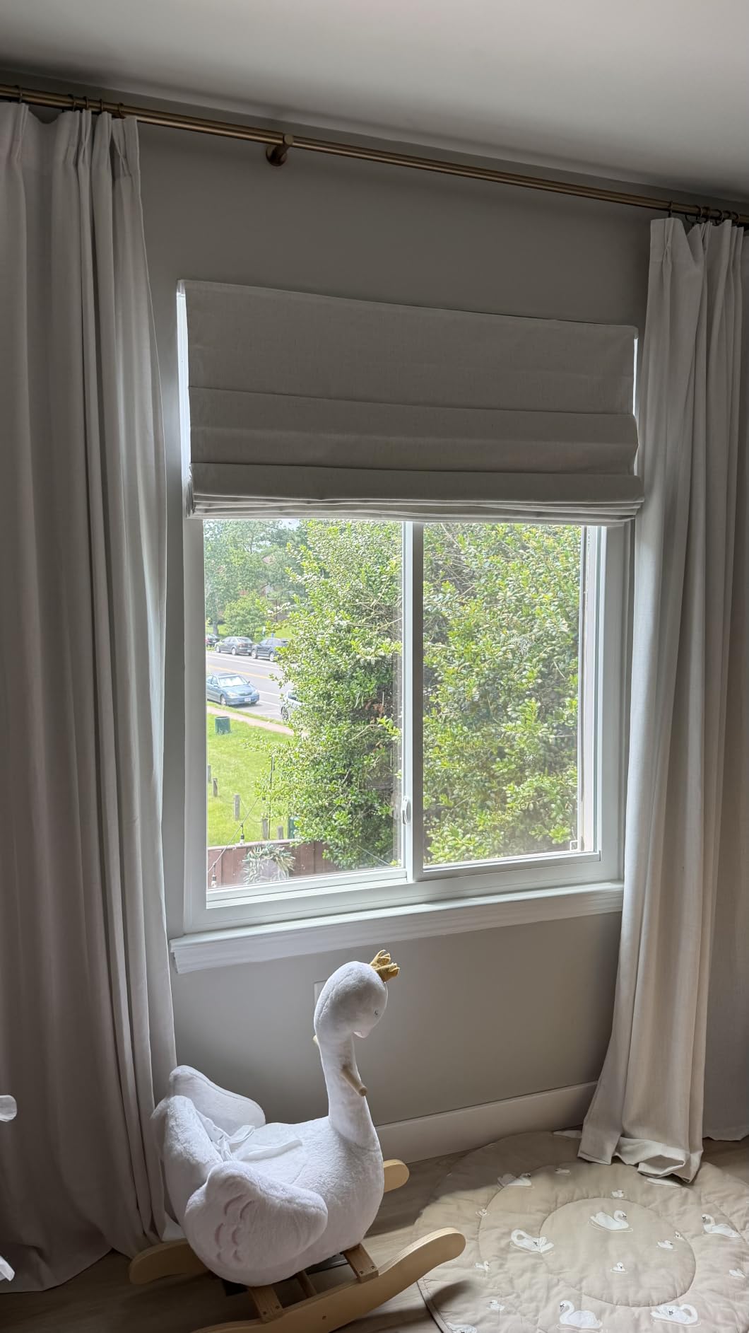 LazBlinds No Drill Cordless Roman Shades, 34'' W x 64'' H, Off White | Easy to Install, Light Blocking & Heat Insulating, Perfect for Bedrooms & Kids' Rooms customer photo 1
