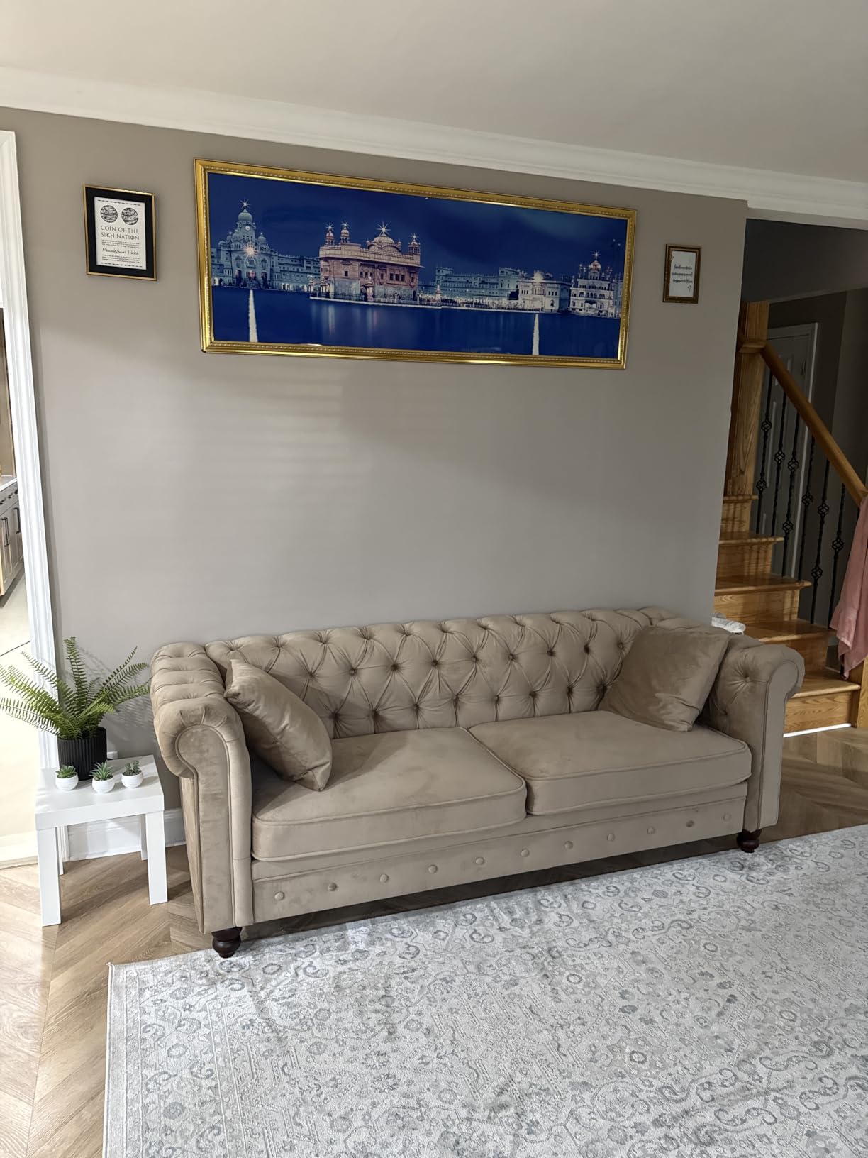 82 Inch Chesterfield Sofa, 23 Inch Deep Seat Velvet Couch for Living Room, Button Tufted Couch with Rolled Arms, 2 Throw Pillows, Comfy Vintage Loveseat Sofa for Apartment, Black customer photo 1