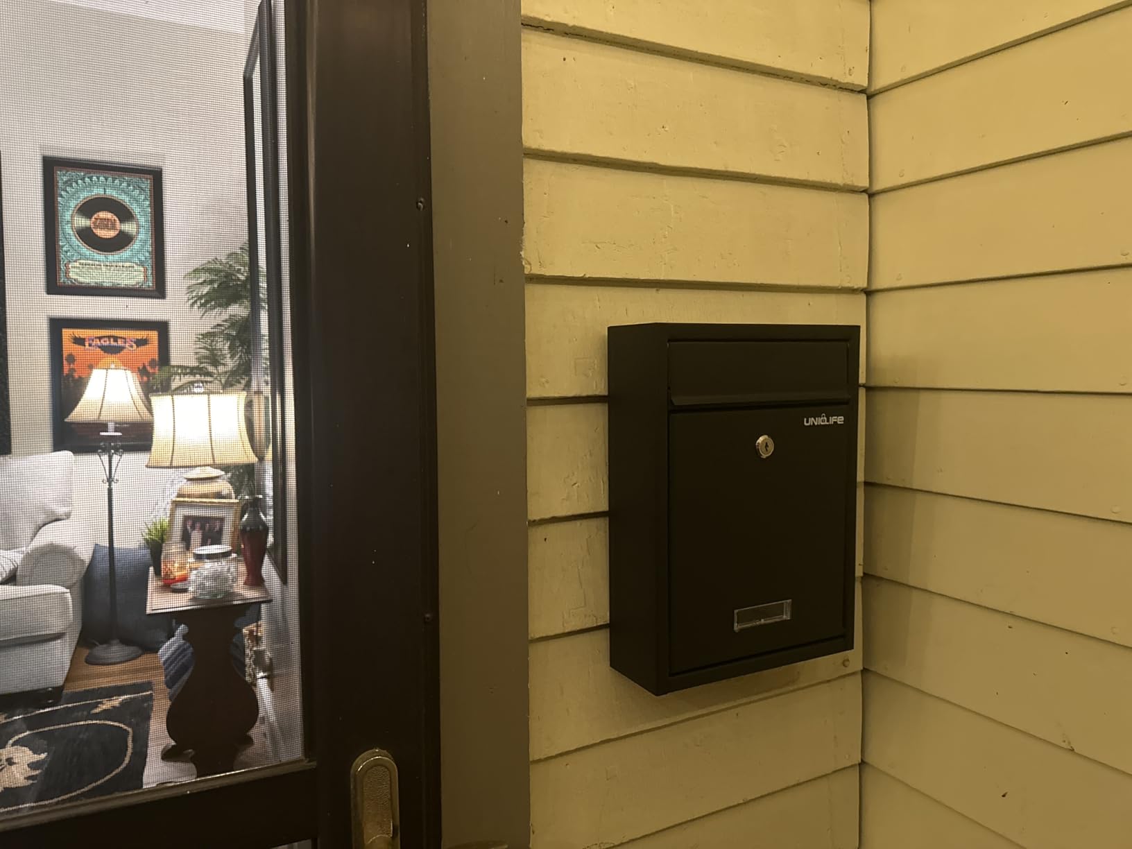 Uniclife Wall Mount Mailbox for Outside, Locking Mail Box, Black | Large Mailbox with Key Lock, Security Mail Box for House, Safe Key Drop Box, Steel Cash Drop Box for Home Office School customer photo 2