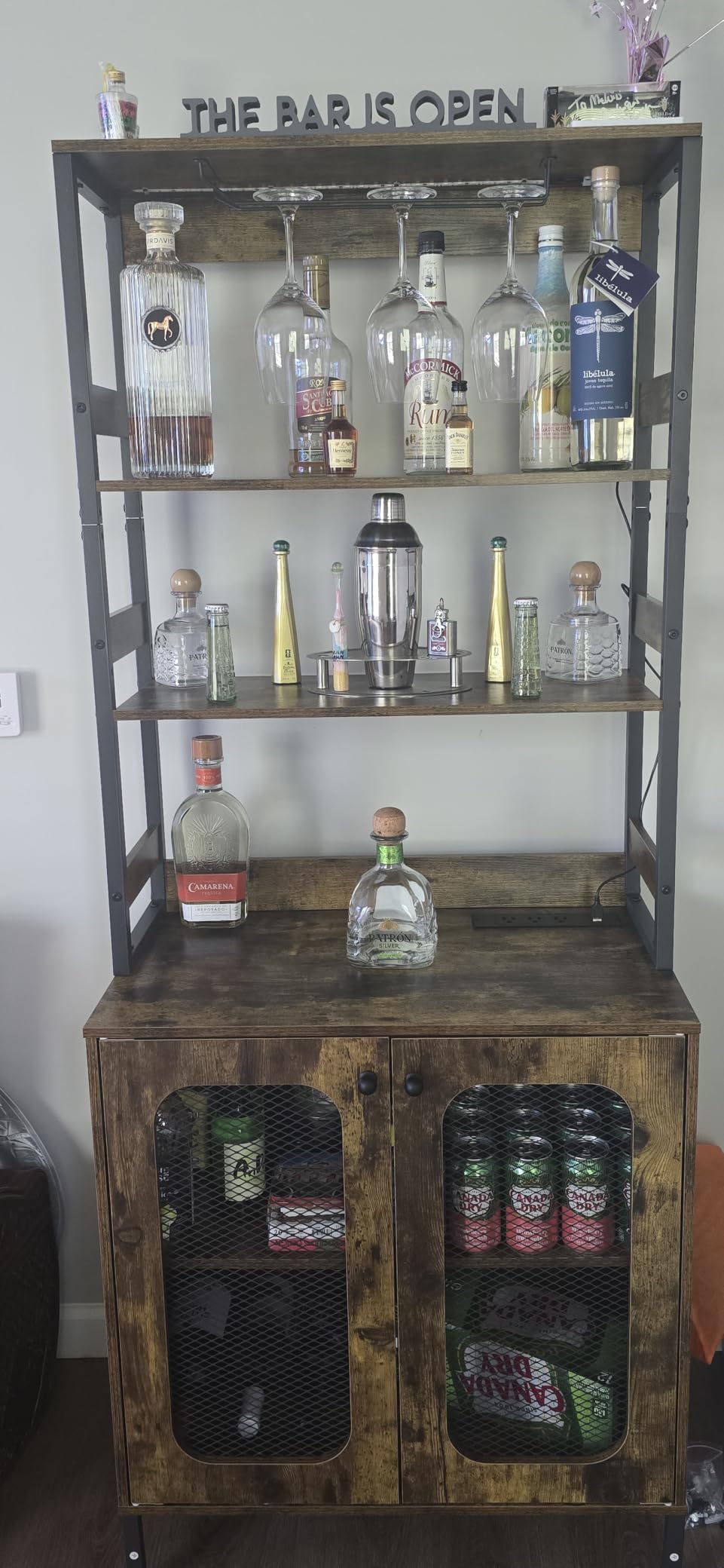Aheaplus Bar Cabinet with Power Outlets, 67