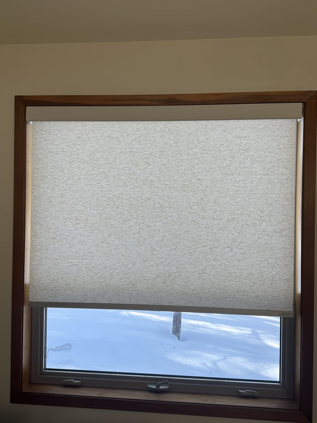 Persilux Light Filtering Cordless Roller Shades for Indoor Windows, Natural Woven UV Protection Window Shades Pull Down Blinds for Sliding Glass Doors, Home, Office (Cream 72
