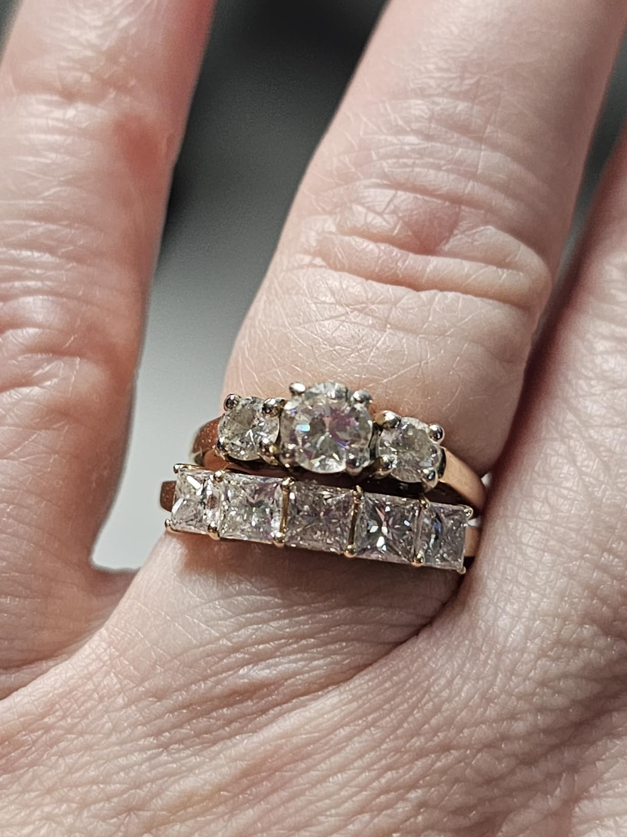 Houston Diamond District 1 to 5 Carat Lab Grown Princess Cut 5 Stone Engagement Ring Wedding Band customer photo 2