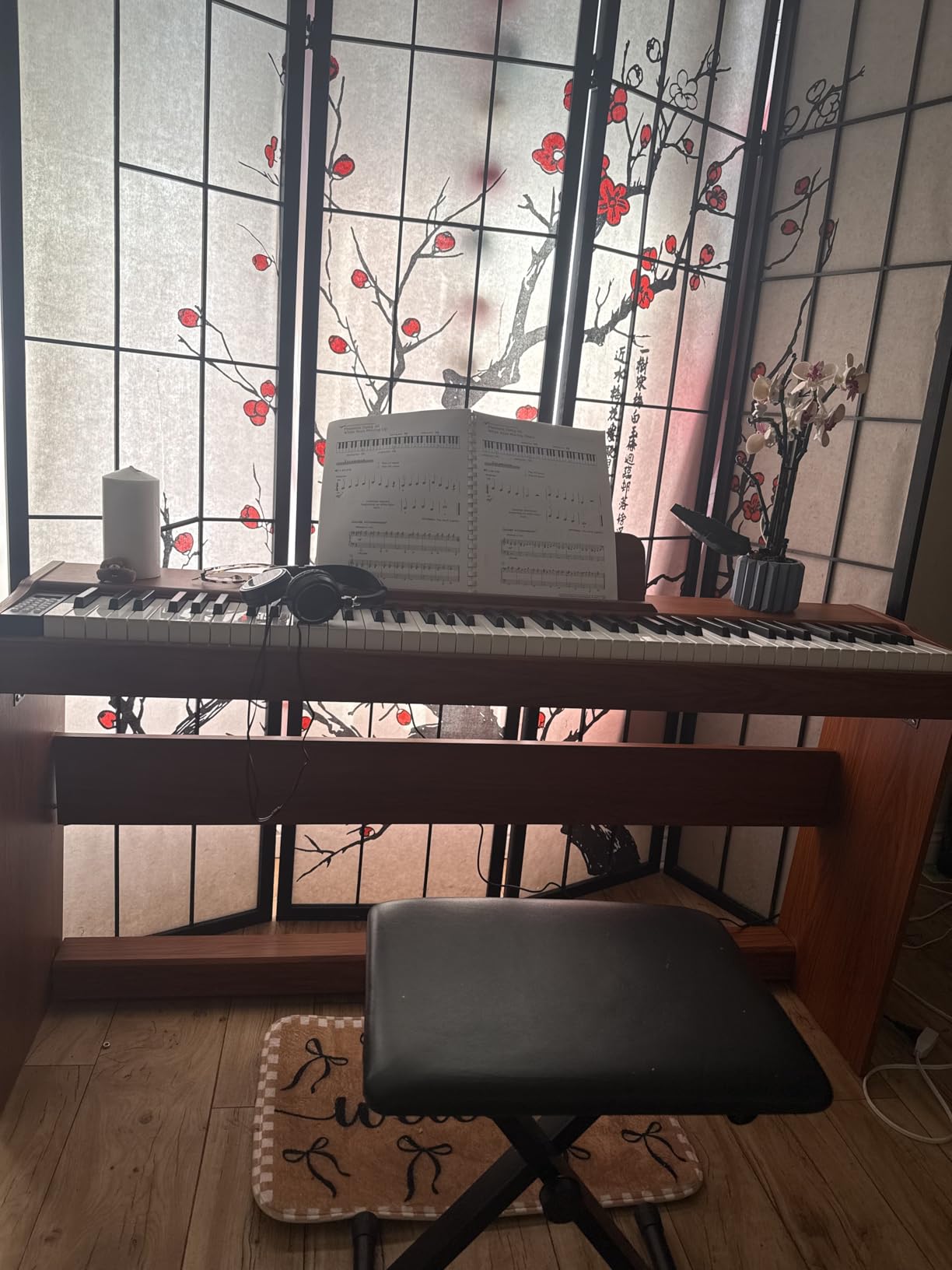 STRICH Digital Piano 88 Keys, Hammer-Action Weighted Keyboard, Full size Electric Piano Keyboard with Furniture Stand, 25Wx2 Speakers, Supports USB-MIDI/Wireless Connect, SDP-300W (Color Walnut Wood) customer photo 1