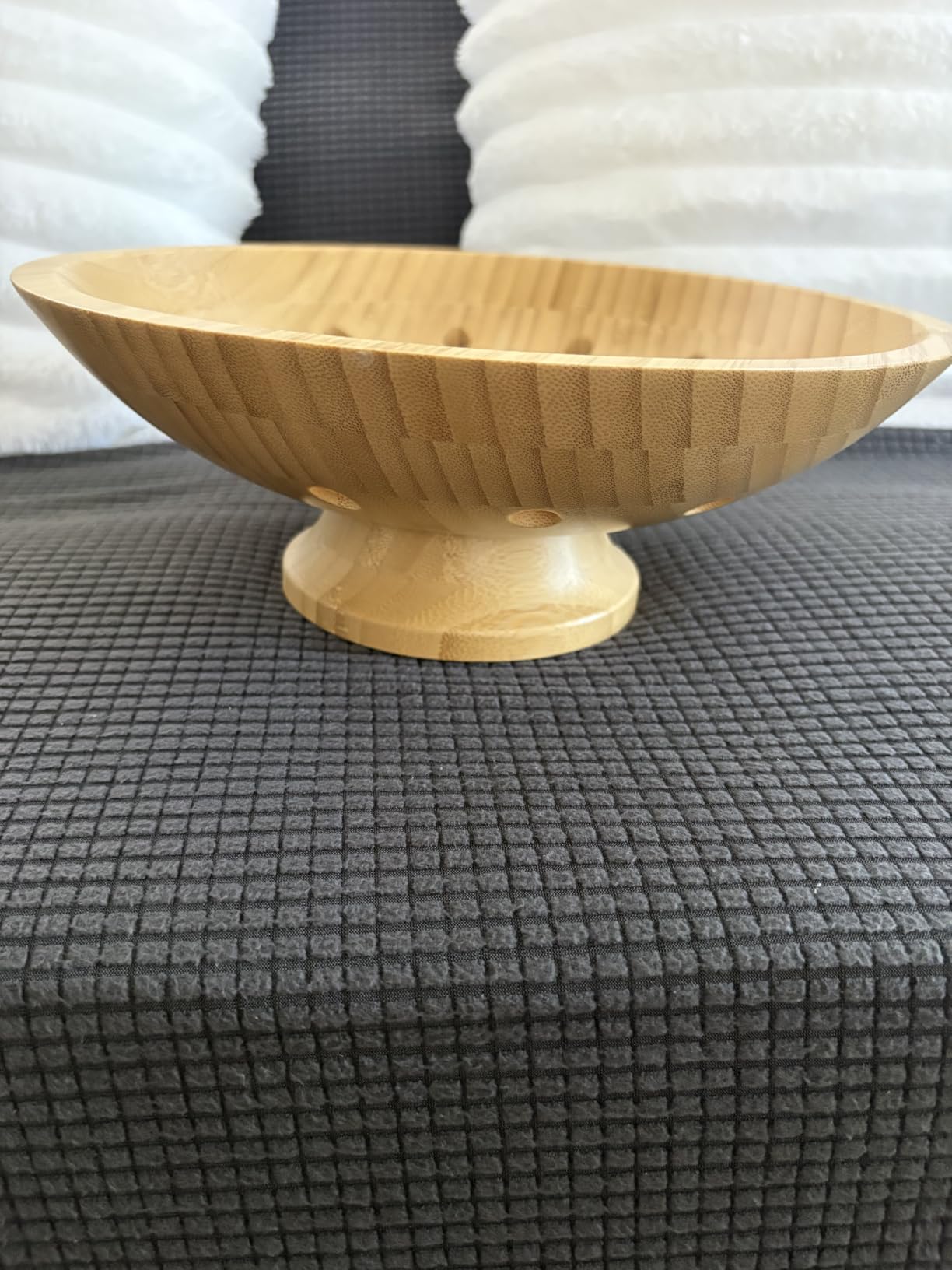 Wooden Fruit Bowl for Kitchen Counter, Bamboo Pedestal Fruit Basket, Vented | Keeps Produce Fresh Longer, Airflow Holes Reduce Trapped Moisture, Anti Slip Base, Holds Bananas and Vegetables, Frutero customer photo 1