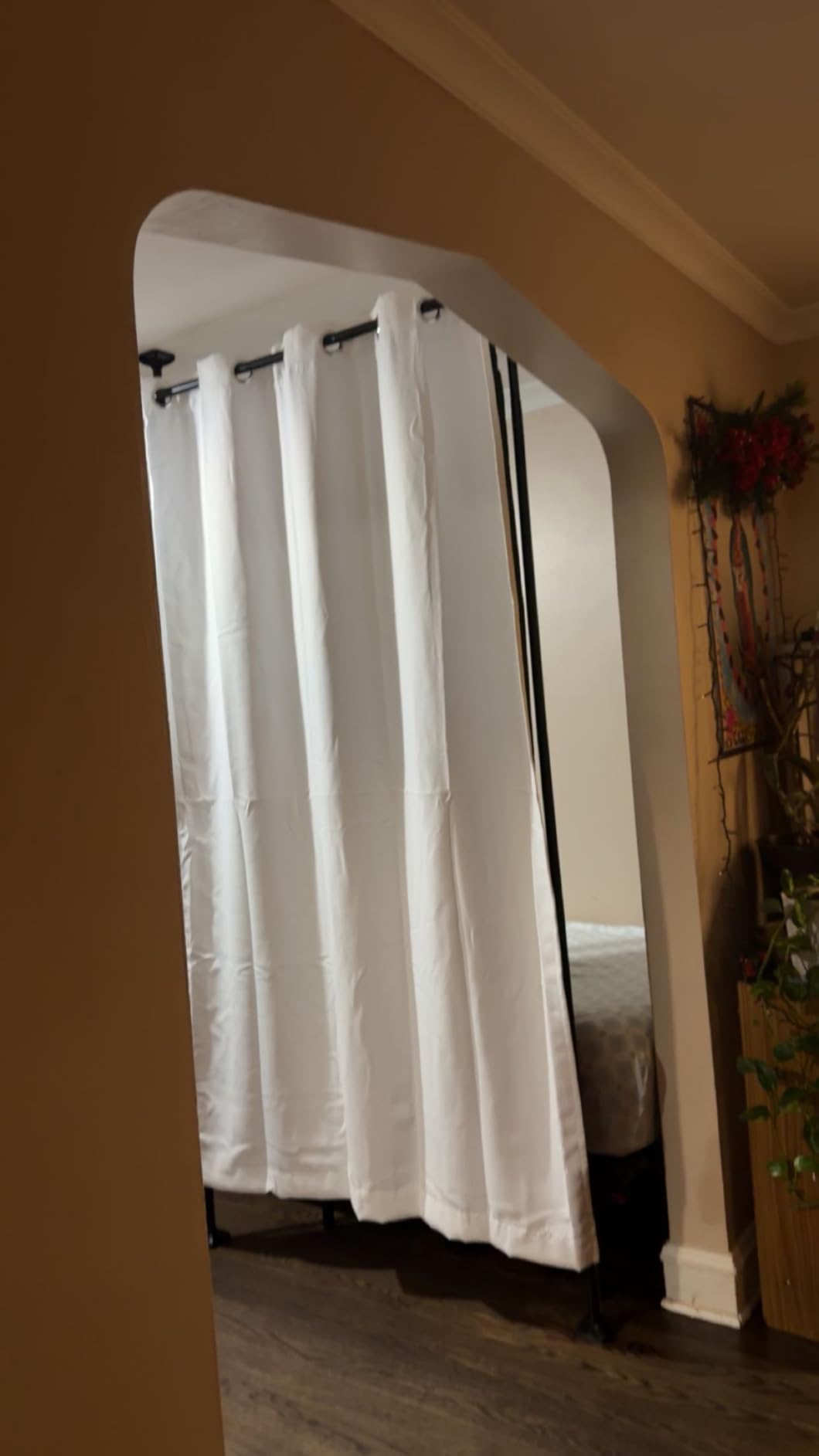SUNALLY Room Divider for Separation 28-114in(W) Privacy Wall Divider, Black | No Drilling Curtain Rod 4-10ft(H) Adjustable, Floor to Ceiling Room Separator Freestanding Tension Rod for Space Partition customer photo 2