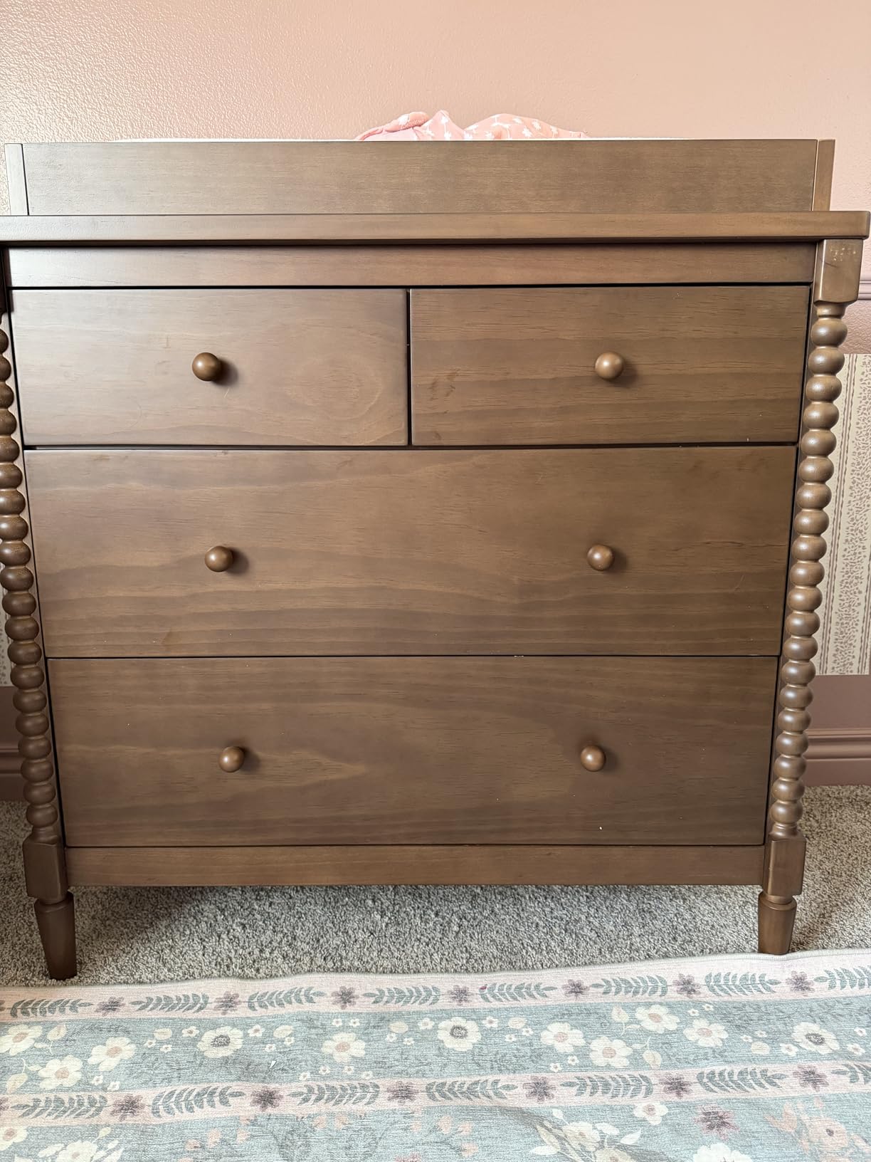 Delta Children Saint 4 Drawer Dresser with Changing Top and Interlocking Drawers, Teak Brown customer photo 2