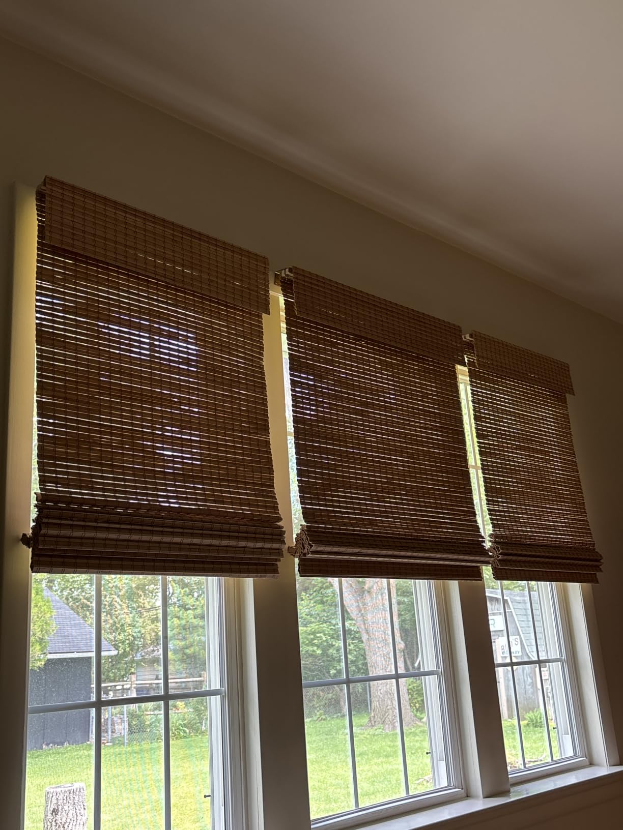 SEEYE Cordless Bamboo Roman Shades, Blackout Natural Bamboo Blinds for Indoor Windows, Roll Up Blind Privacy Shade for Home, Office, Door, UV Resistant & Easy to Install, 30