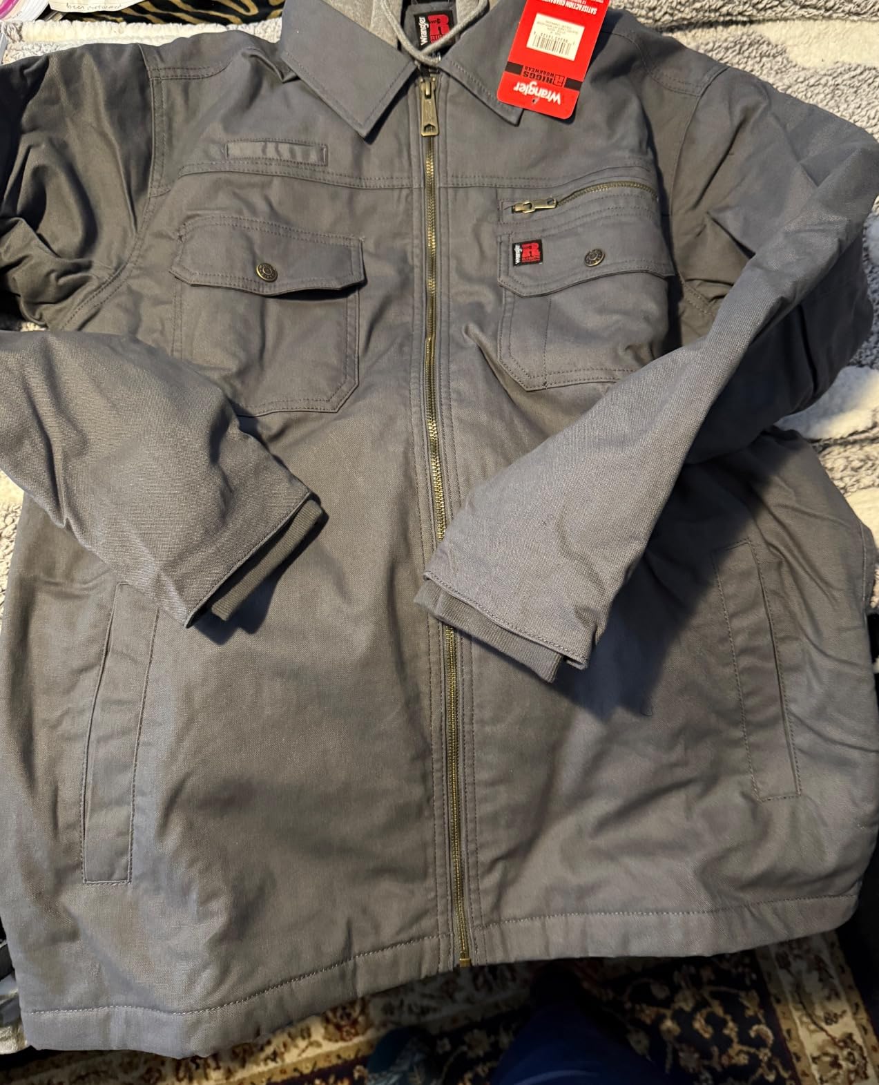 Wrangler Men's Quilted Lined Jacket With Sherpa Hood customer photo 1