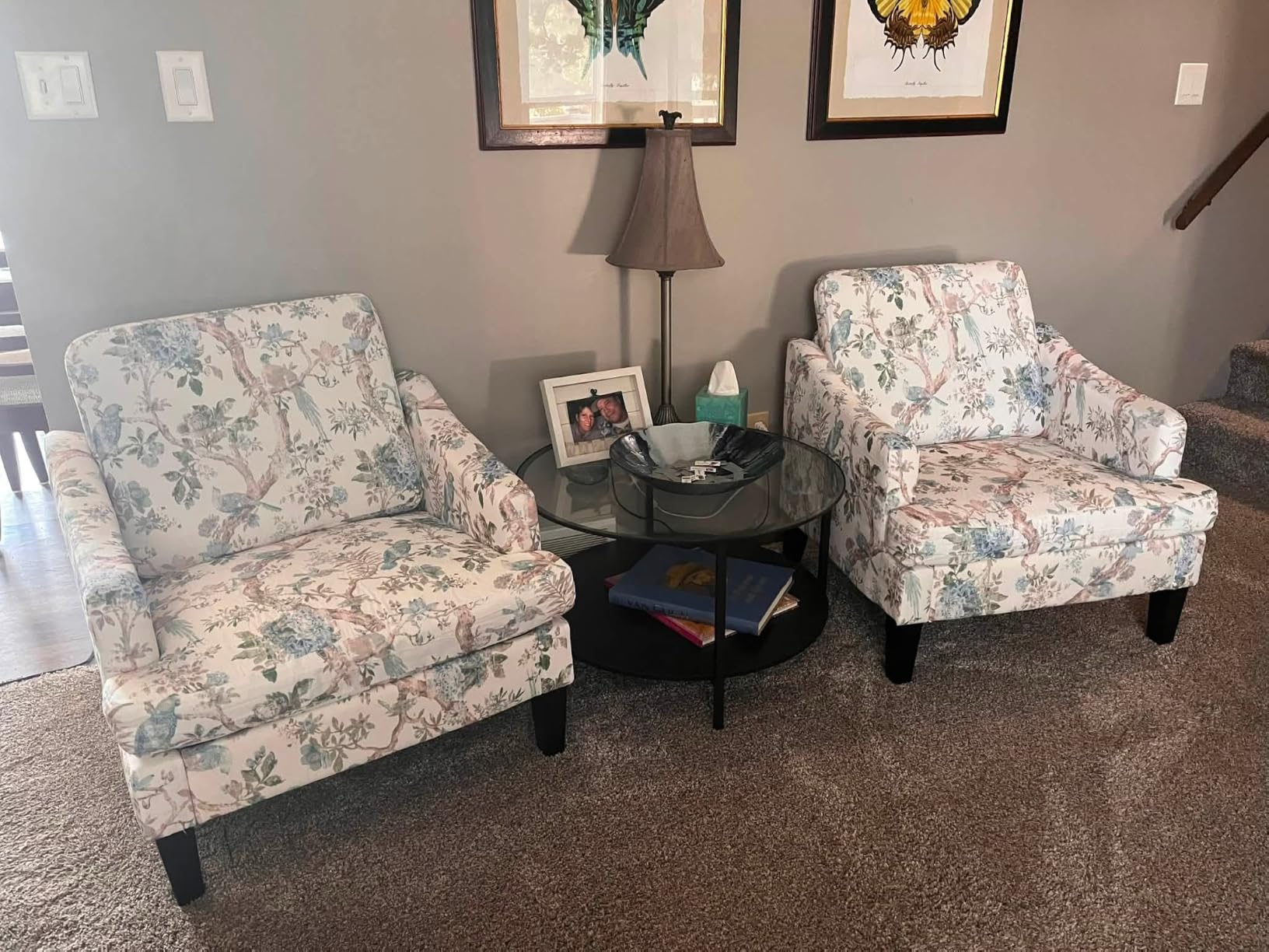 Bezseller Modern Accent Chair with Wood Legs, Beige Upholstered Reading Armchair customer photo 2