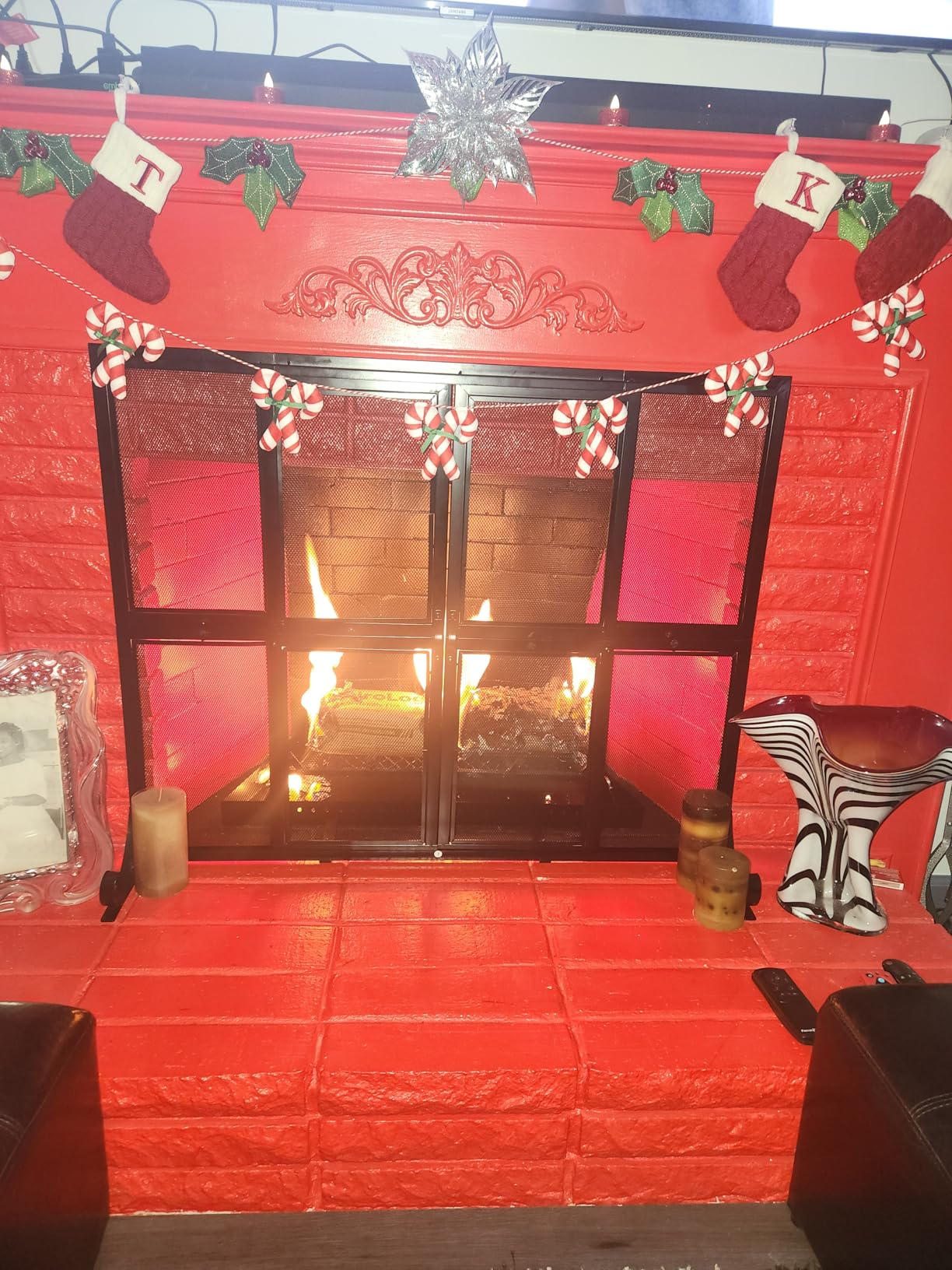Fireplace Screen with Sliding Doors, Wrought Iron Panel Spark Guard Cover, 37.8