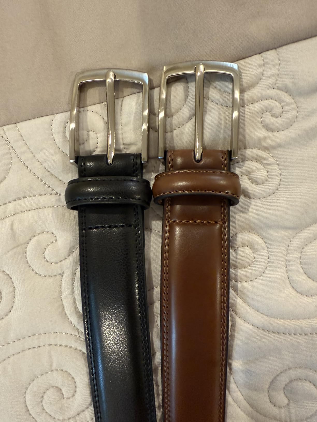 Men's Leather Dress Belt 2Pack, Handmade, Genuine Leather, Fashion & Classic Designs for Work Business and Casual customer photo 1