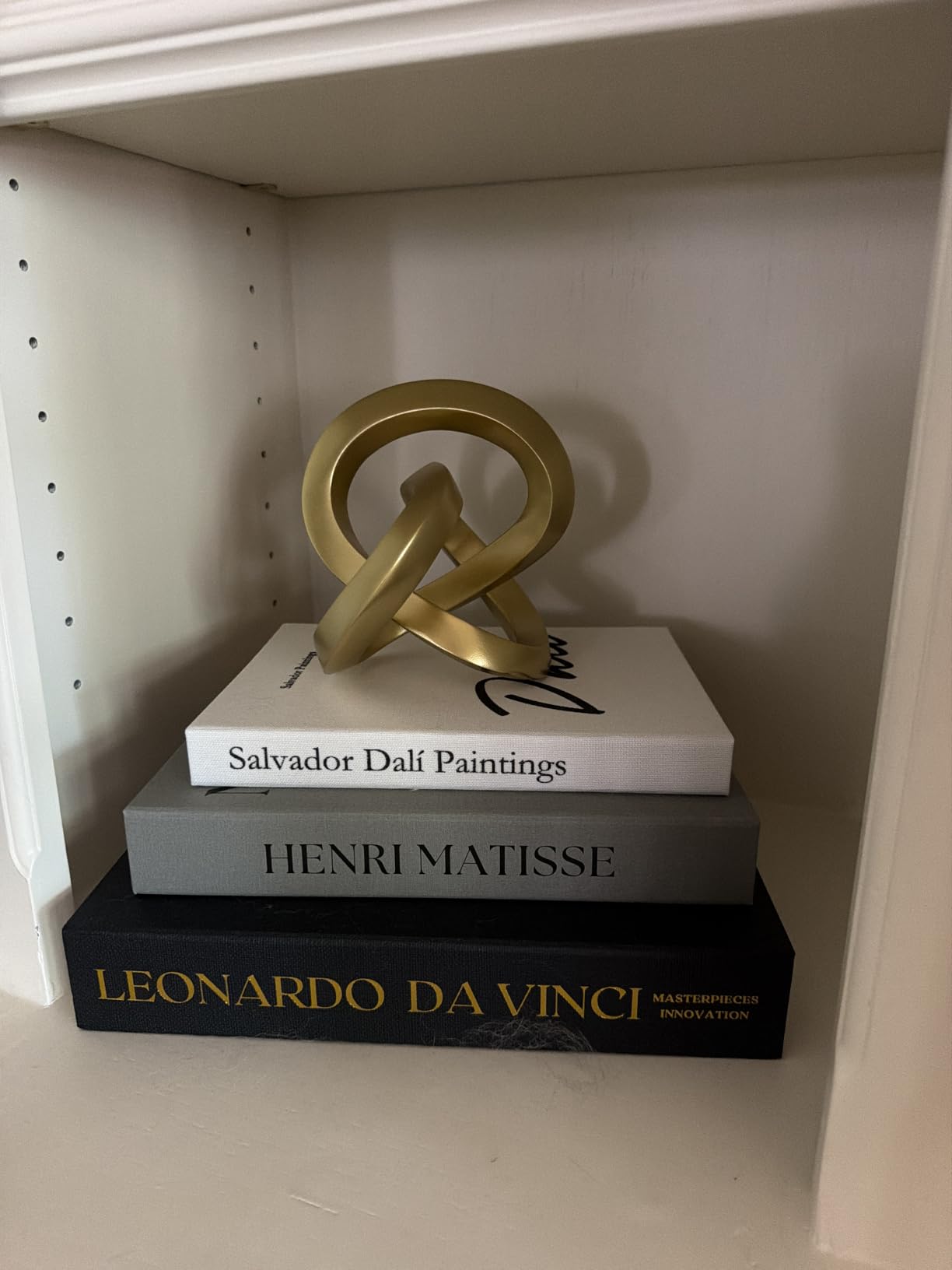 Modern Gold Geometric Sculpture Gold Knot Home Accent Decor,Multi-Angle Geometric Sculptures Statues for Living Room Bedroom Office Desk Bookshelf Coffee Table Home Decorations customer photo 2