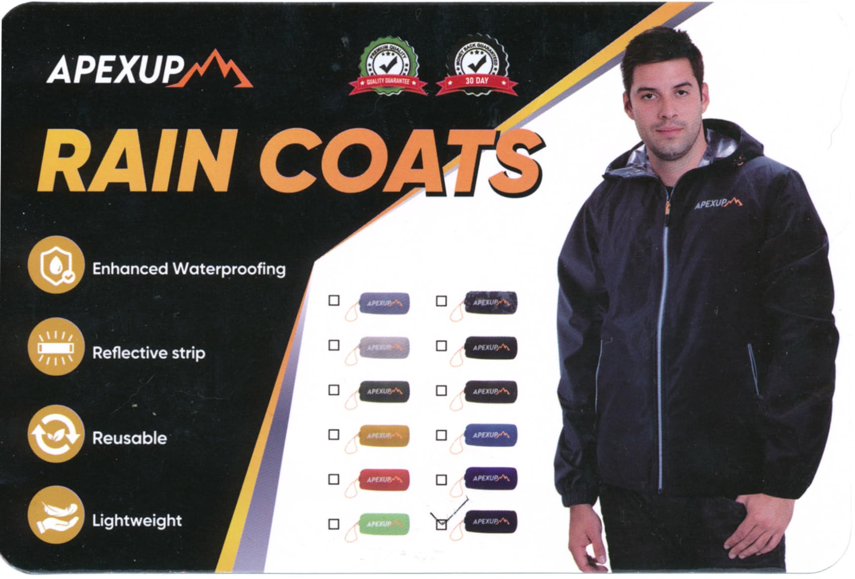 Packable Rain Jacket Men with Reflective Zipper, Lightweight Waterproof Raincoat, Mens Rain Jacket for Outdoor Sports customer photo 2