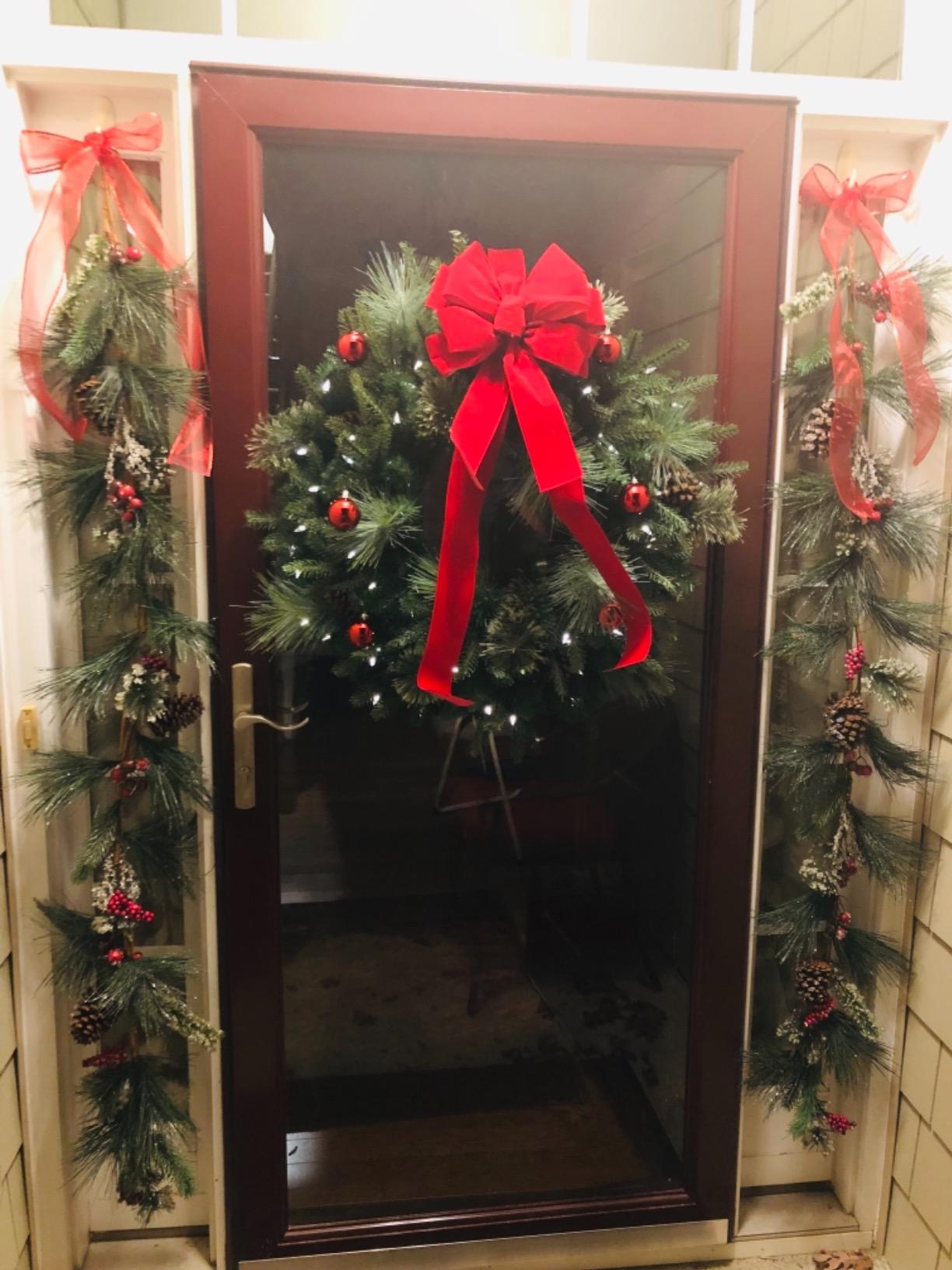 Balsam Hill BH Balsam Fir Christmas Wreath - Premium True Needle Front Door Wreath with LED Clear Lights Available in 26