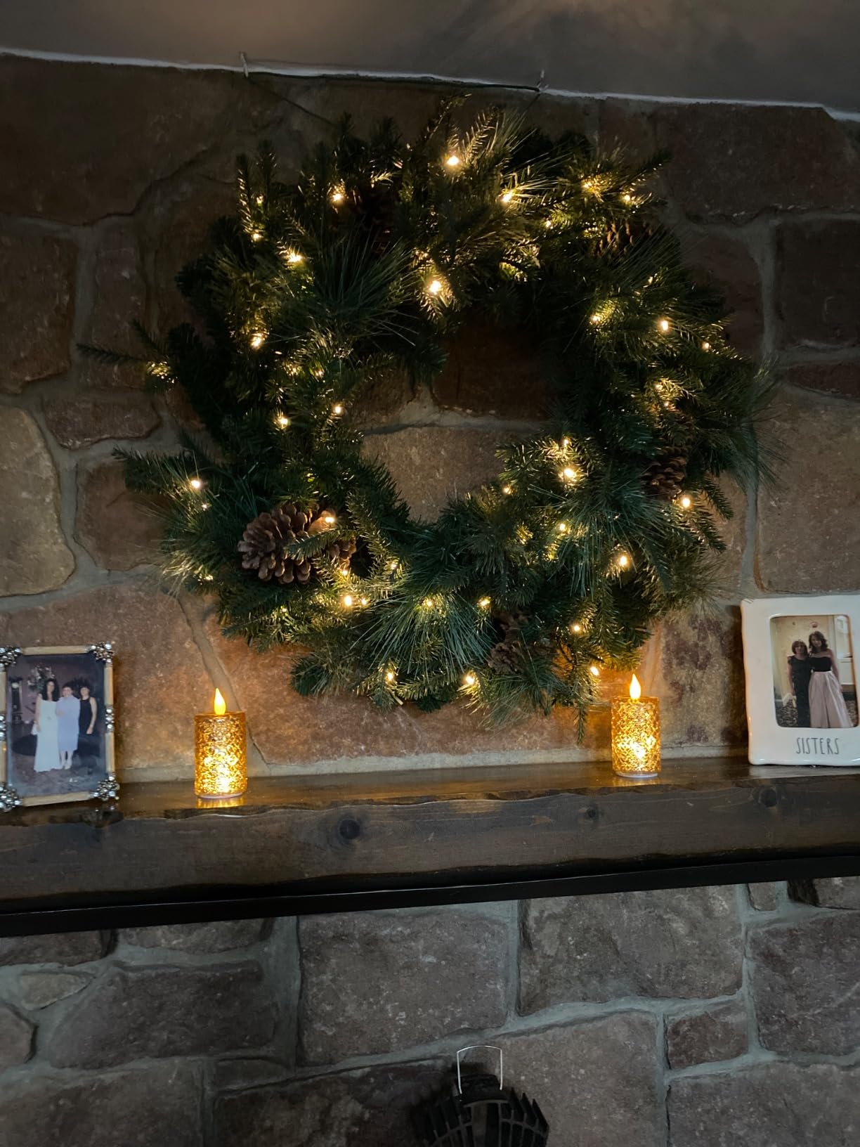 Balsam Hill BH Balsam Fir Christmas Wreath - Premium True Needle Front Door Wreath with LED Clear Lights Available in 26