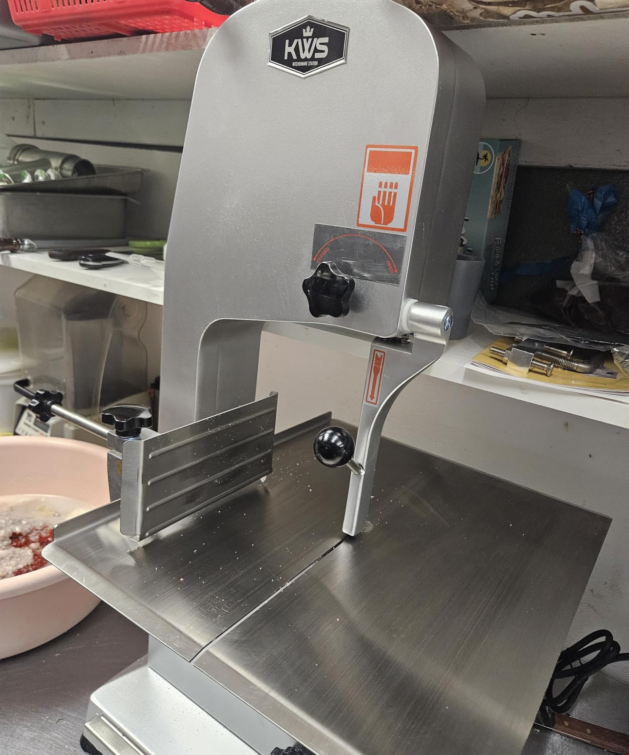 KWS KitchenWare Station B-210S 1500W 2HP Countertop Compact Electric Bone Band Saw - ETL & NSF Certified Commercial Meat Cutter, 6