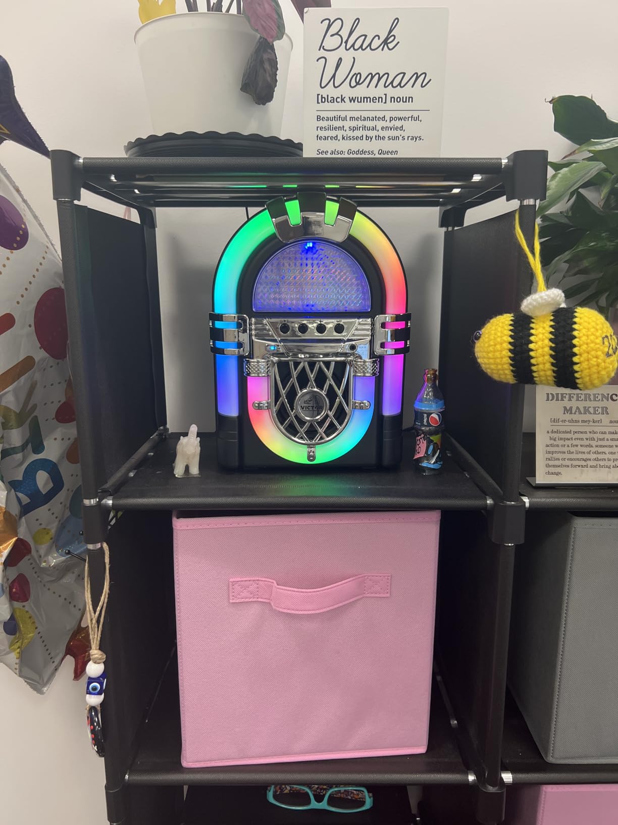 VICTOR VDTJ-1000 Mini Bluetooth Jukebox with Multicolor LED Lighting | Rechargeable Battery - Built-In Stereo Speaker - 3.5mm Aux Input for Wireless & Wired Music Streaming customer photo 1
