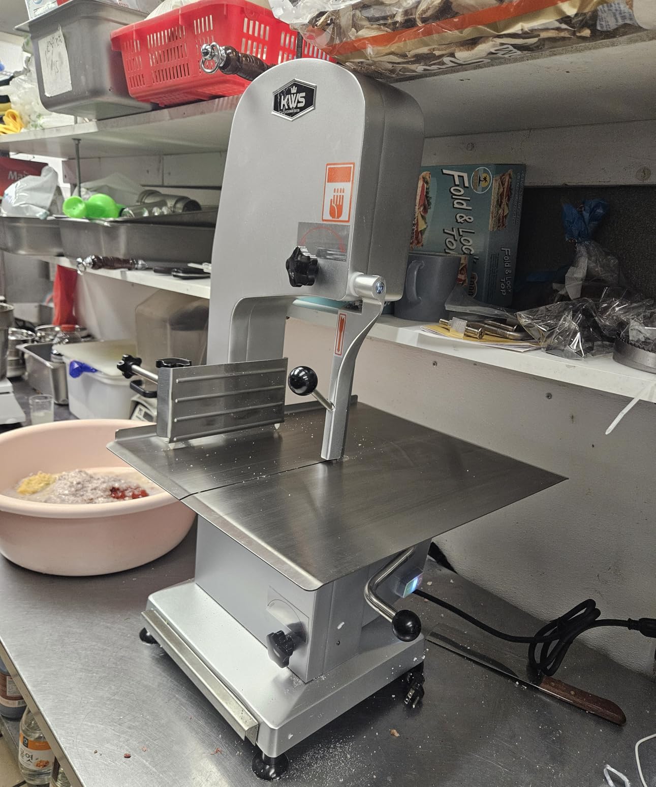 KWS KitchenWare Station B-310S 2400W 3.27HP Countertop Electric Bone Band Saw - ETL & NSF Certified Commercial Meat Cutter, 7.9