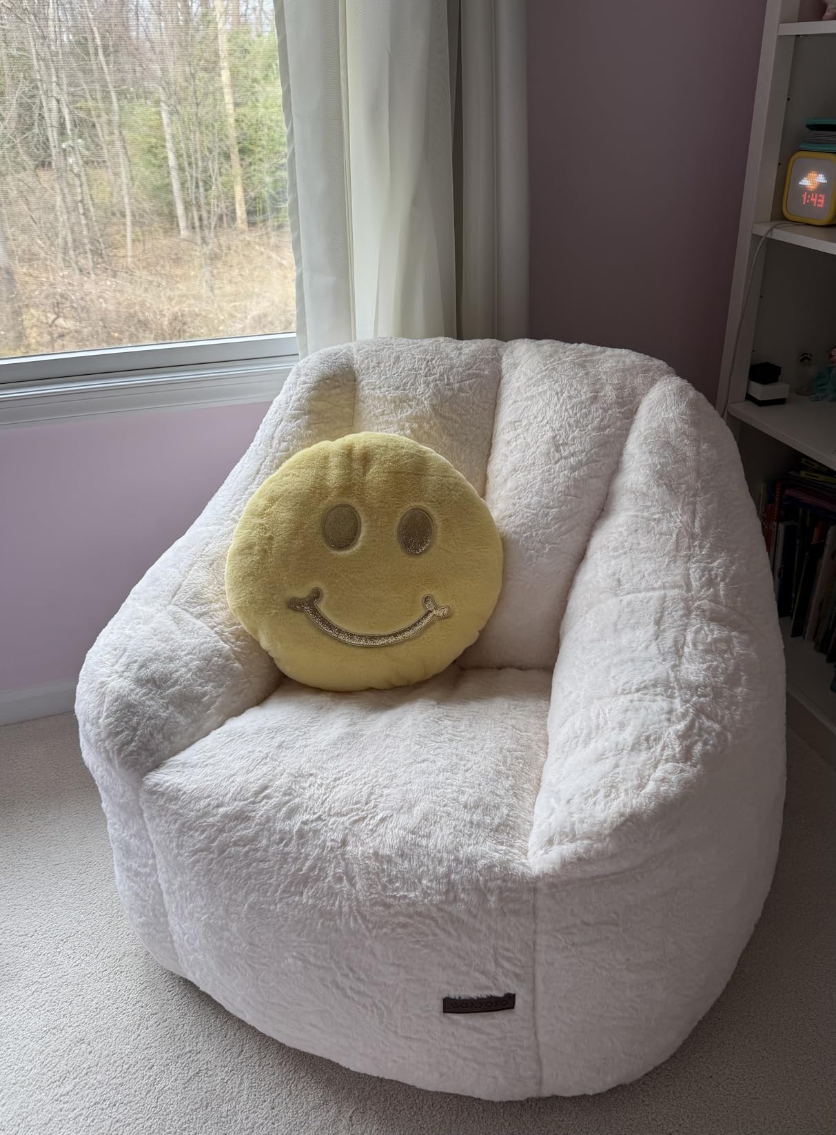 MAXYOYO Bean Bag Chair, Comfy Bean Bag Sofa with Back Support, Faux Fur Bean Bag Chair for Adults and Kids, Stuffed Floor Sofa for Living Room, Bedroom, Apartment, Beige customer photo 2