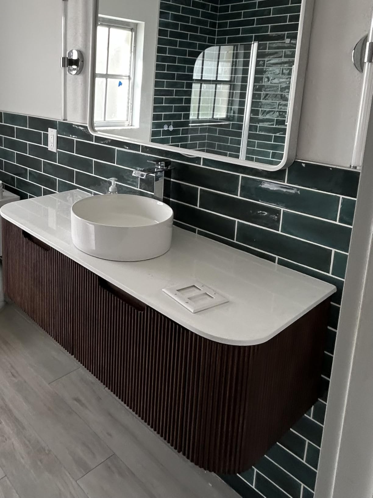 36 inch Bathroom Vanity with Sink, Plywood Frame, Nature Wood, Floating Bathroom Cabinet with Ultra-Thin Ceramic Sink and Marble Top, Large Storage Drawer, Soft-Close Design, Pre-Assembled customer photo 1