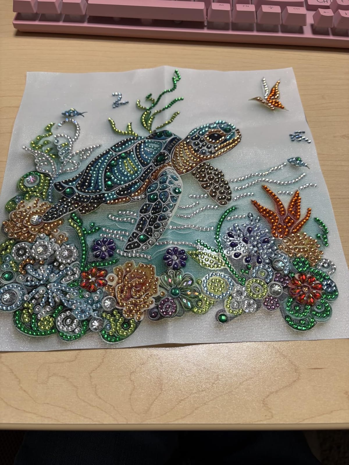 ZQEATRY Sea Turtle Animal Special Shape Diamond Art Kits for Adults, 5D Diamond Painting Kits for Beginner, DIY Diamond Crystal Rhinestones Painting Kits for Home Wall Decor Gift 11.8 X 11.8inch customer photo 2