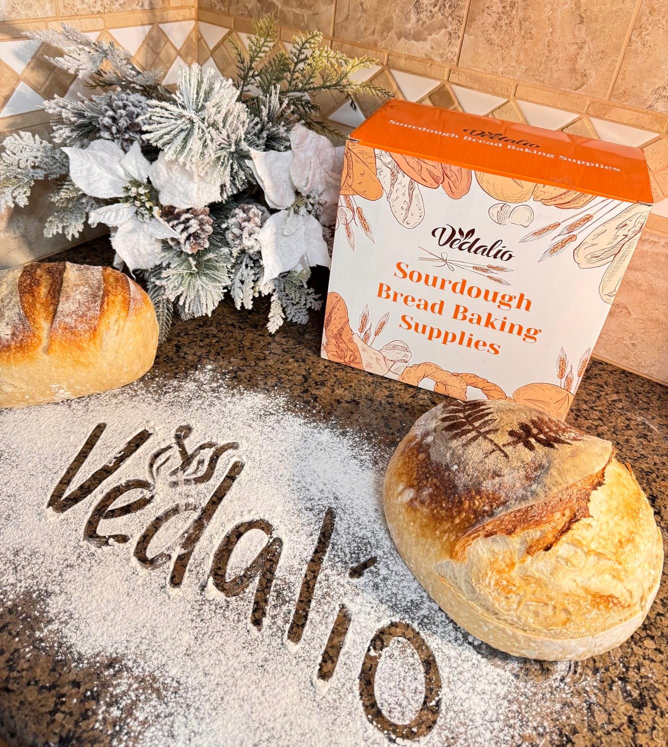 Sourdough Bread Baking Supplies, Sourdough Starter Kit, Bread Proofing Basket, Bread Making Tools Kit, Sour Dough Kit Tools, Sourdough Proofing Basket, Sourdough Kit Gifts for Bakers Women Wife Mom customer photo 1