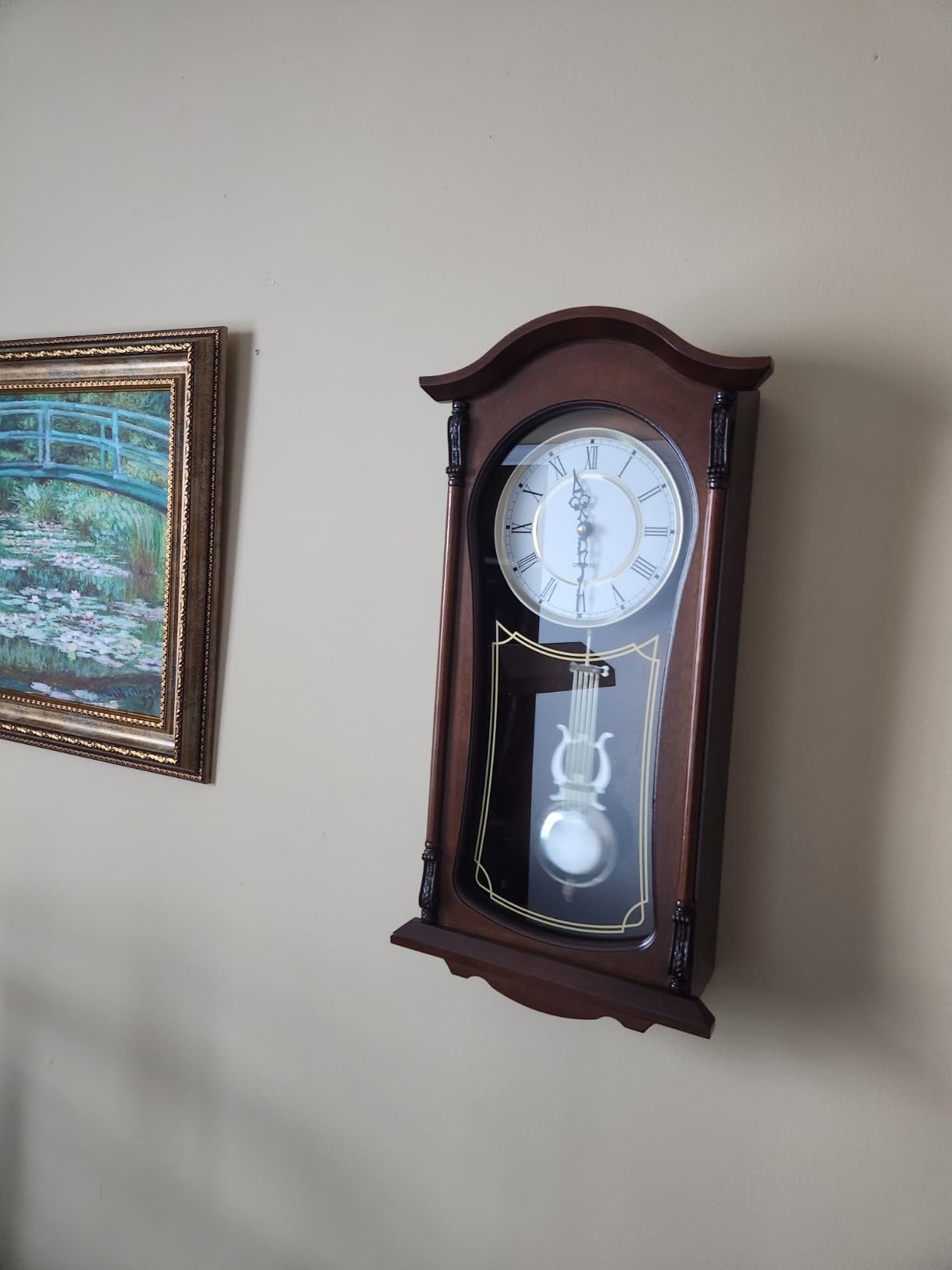 AYRELY 22IN Grandfather Vintage Wall Clock with Pendulum and Chime, Hour/Quarter-Hour Chime, Mahogany Wooden Frame, Large Vintage Wall Clock for Living Room,Home Decor Gift customer photo 2