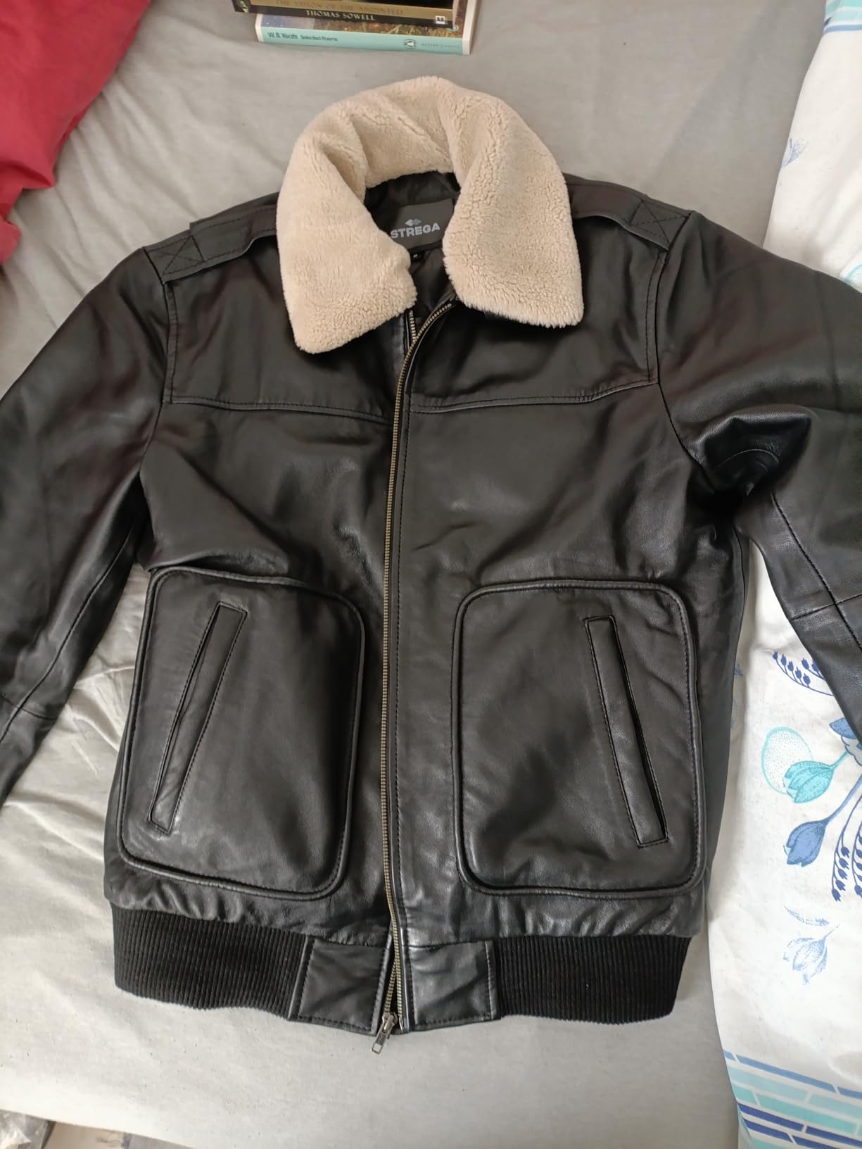 STREGA Men's Leather Bomber Aviator Jacket - Top Grain New Zealand Lambskin Leather with Diamond Quilted Lining customer photo 1