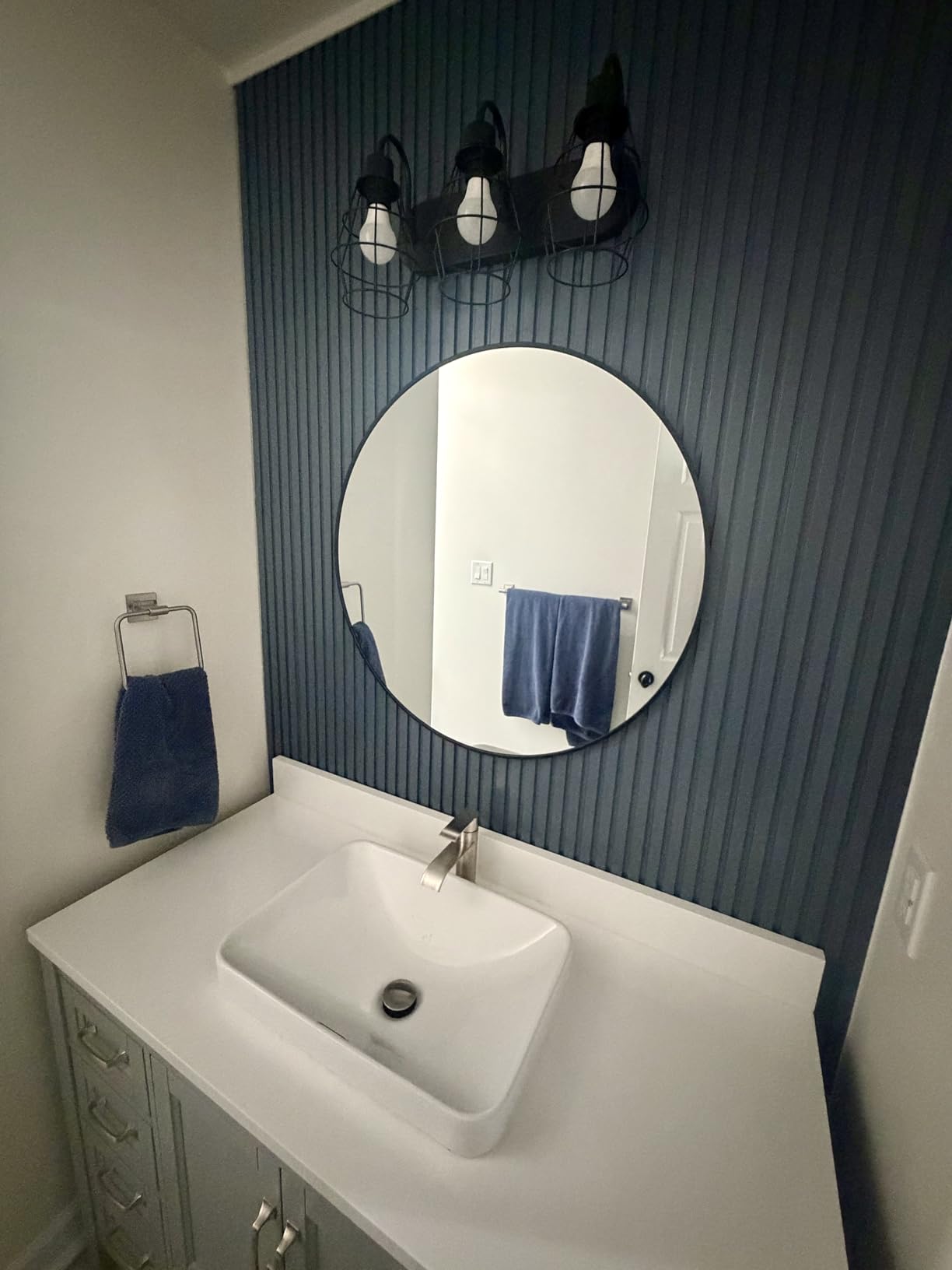 VooBang Large Black Round Bathroom Mirror 48