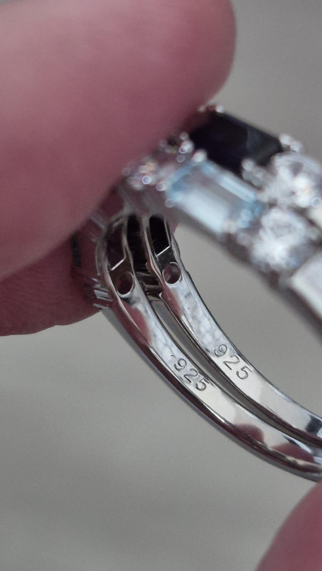 3.5mm Half Eternity Band Sterling Silver Rings for Women Sapphire/Ruby/Emerald and Cz Wedding Bands 7 Stone Stackable Birthstone Ring Anniversary Jewelry Size 6-10 customer photo 1