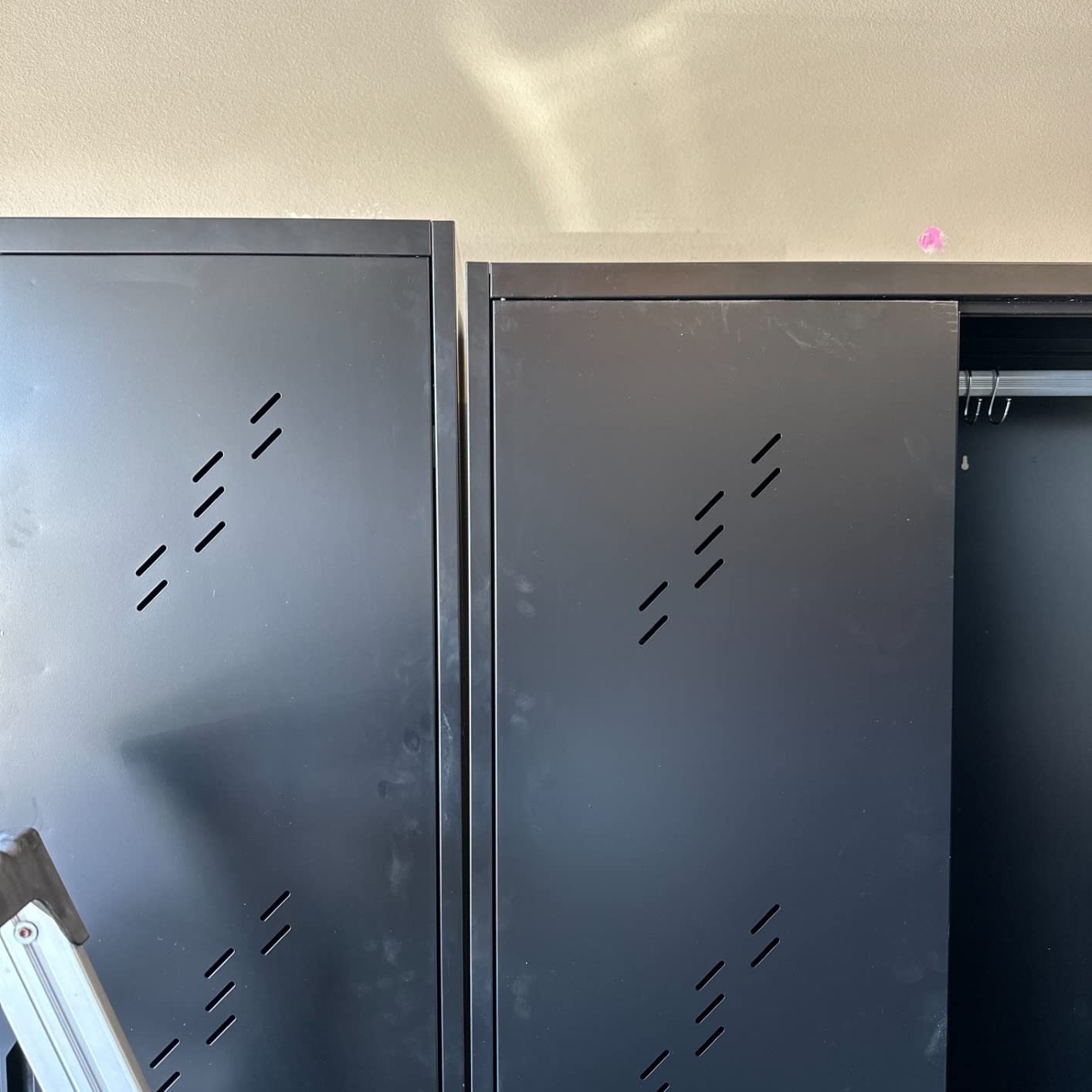 Metal Garage Storage Cabinets with Lock, Cabinet with Pegboard & Hanging Rod, Broom Closet Storage Cabinets, Black Lockable Steel Tool Cabinet for Home, Garage, Utility Room customer photo 1