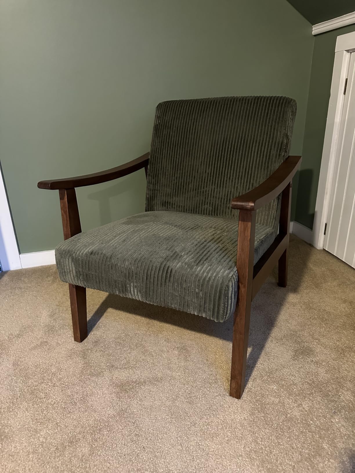 Yaheetech Accent Chairs, Mid-Century Corduroy Fabric Armchairs, Beige customer photo 1