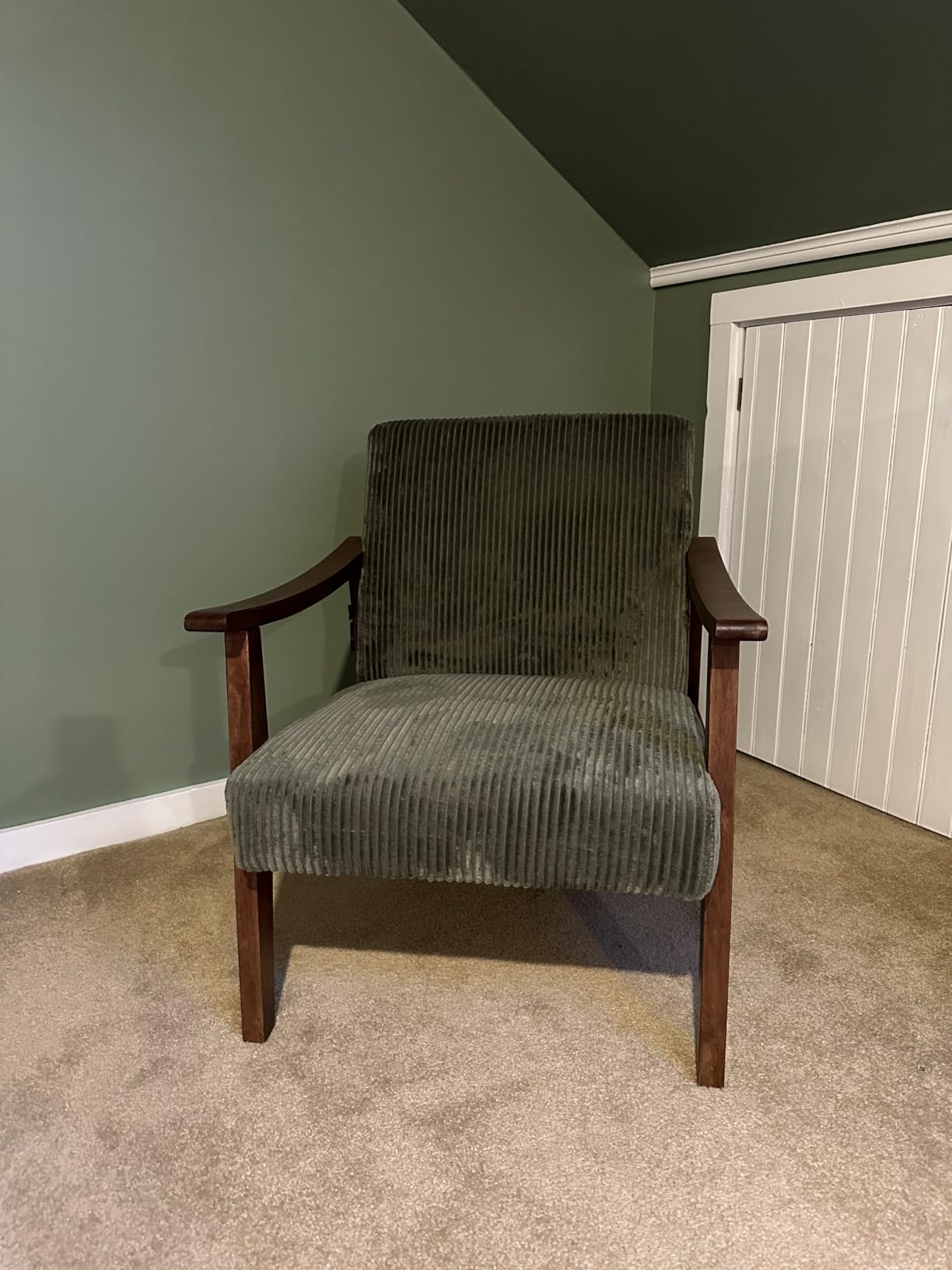 Yaheetech Accent Chairs, Mid-Century Corduroy Fabric Armchairs, Beige customer photo 2