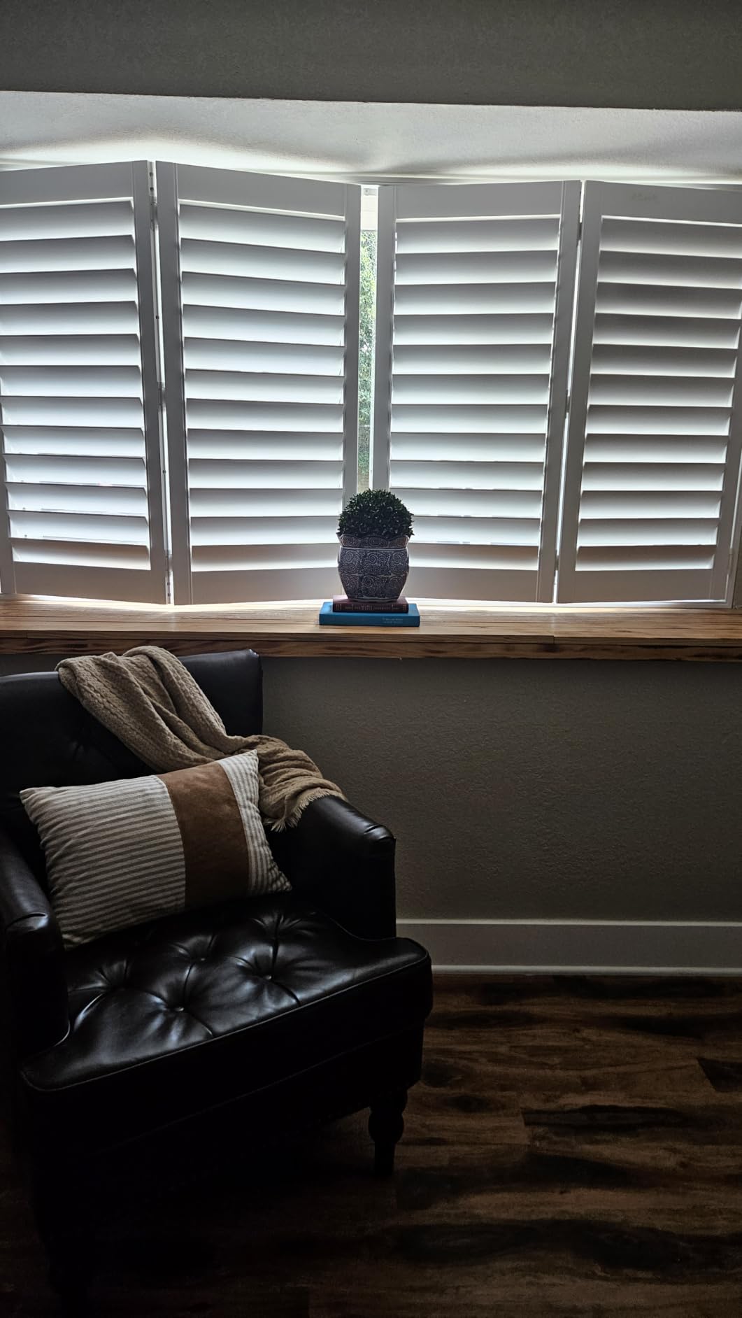 Plantation Shutters for Interior Windows,White,Faux Wood,Custom Made | Interior/Inside,Humidity-Resistant,Protect Privacy,Adjust light,for Bath,Kitchen,Livingroom, Bedroom,Eco-friendly,Blackout customer photo 1