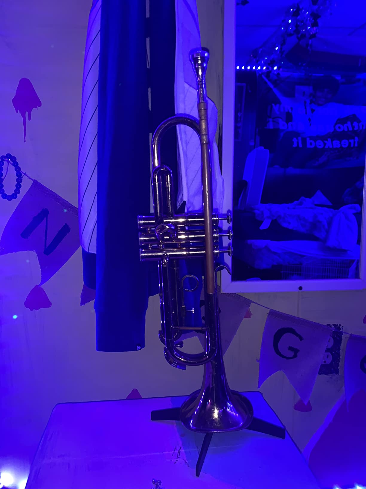 Trumpet Stand Portable Metal 5-Leg Trumpet Stand Holder Foldable Trumpet Holder Accessories for Trumpet Cornet Brass Instrument 1 Pcs customer photo 1