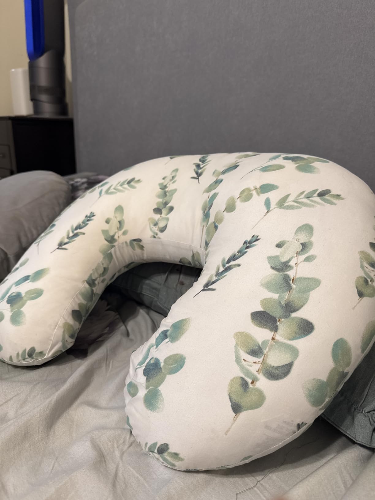 Boppy Nursing Pillow - Verified Safe Breastfeeding Pillow with Softer Fill for Comfortable Support, Machine Wash & Dry Cover, Non-Toxic Materials - Gray Gentle Leaves customer photo 1