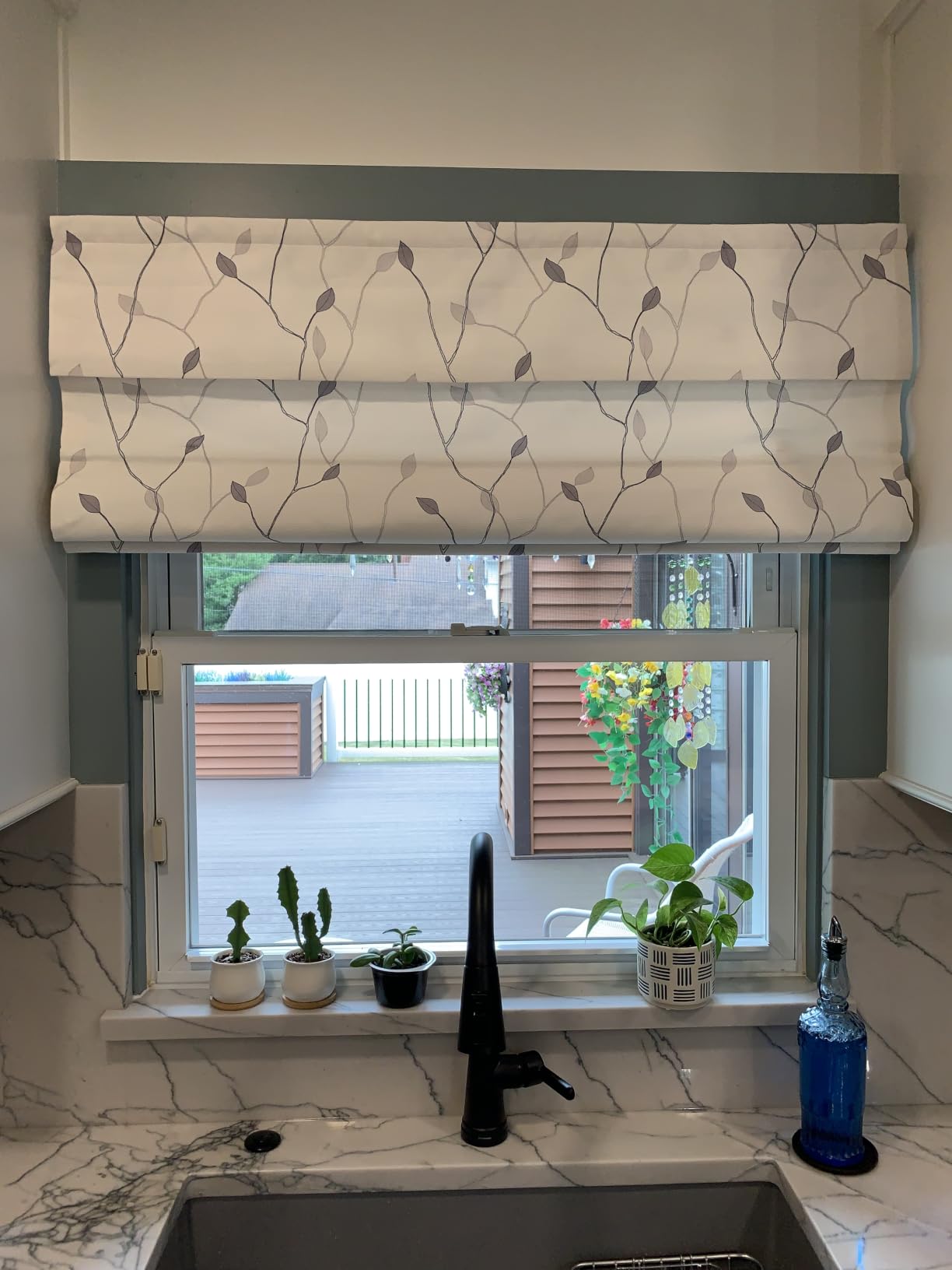 Bamboo Roman Shades, Easy Installation Oatmeal Woven Wood Shades, Cordless Custom Blackout Bamboo Window Shades for Doors Windows customer photo 1