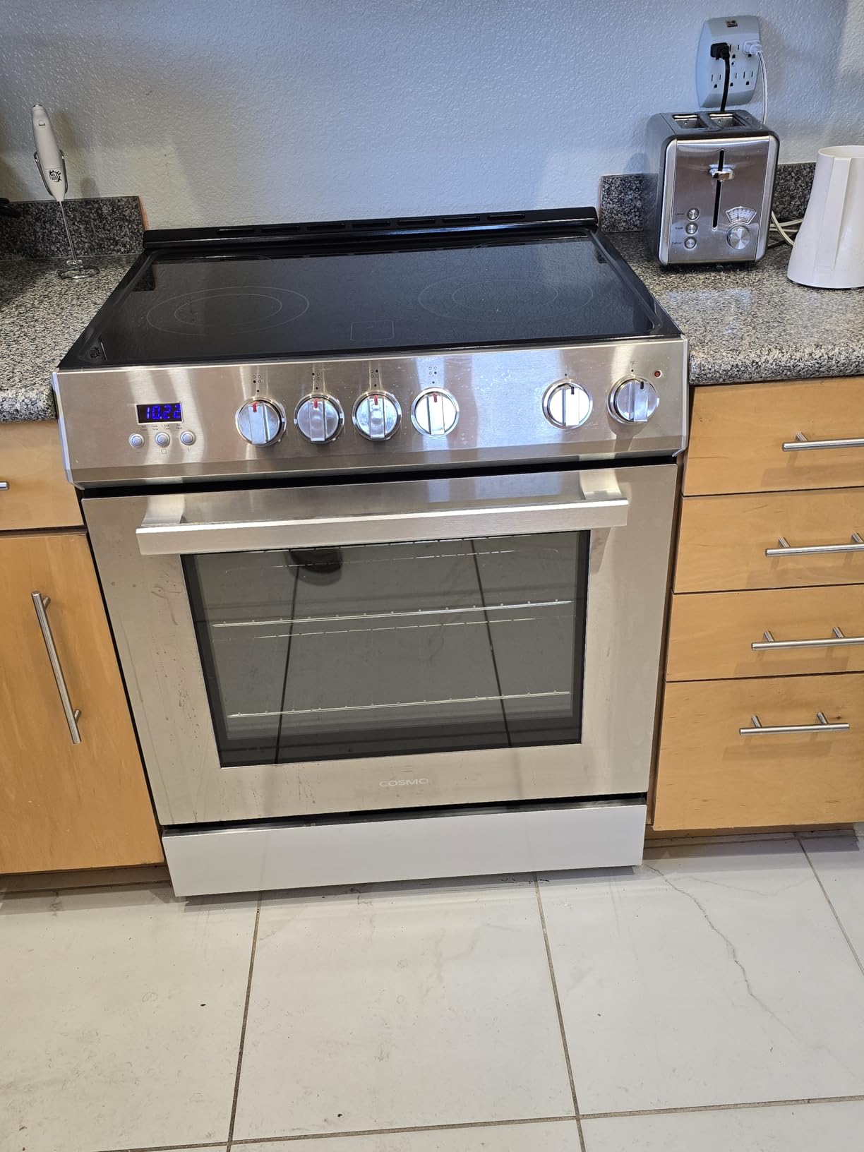 30 in. Stellar Coll 4.9 cu ft 4 Burner Electric Range Convection, Stainless | Cosmo COS-ERD304K Glass Cooktop, Dual Element Burners, 6 Oven Function, Display with Timer, Interior Lighting, Storage Drawer customer photo 1