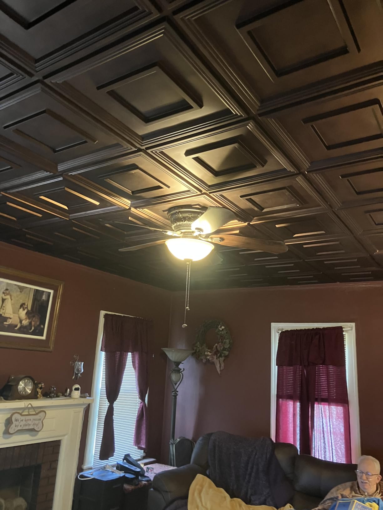 STICKGOO Glue Up Ceiling Tiles, 24x24 Inch PVC Decorative Drop Ceiling Tile Antique Copper 48 Sq. Ft, Pack of 12 Tiles customer photo 2