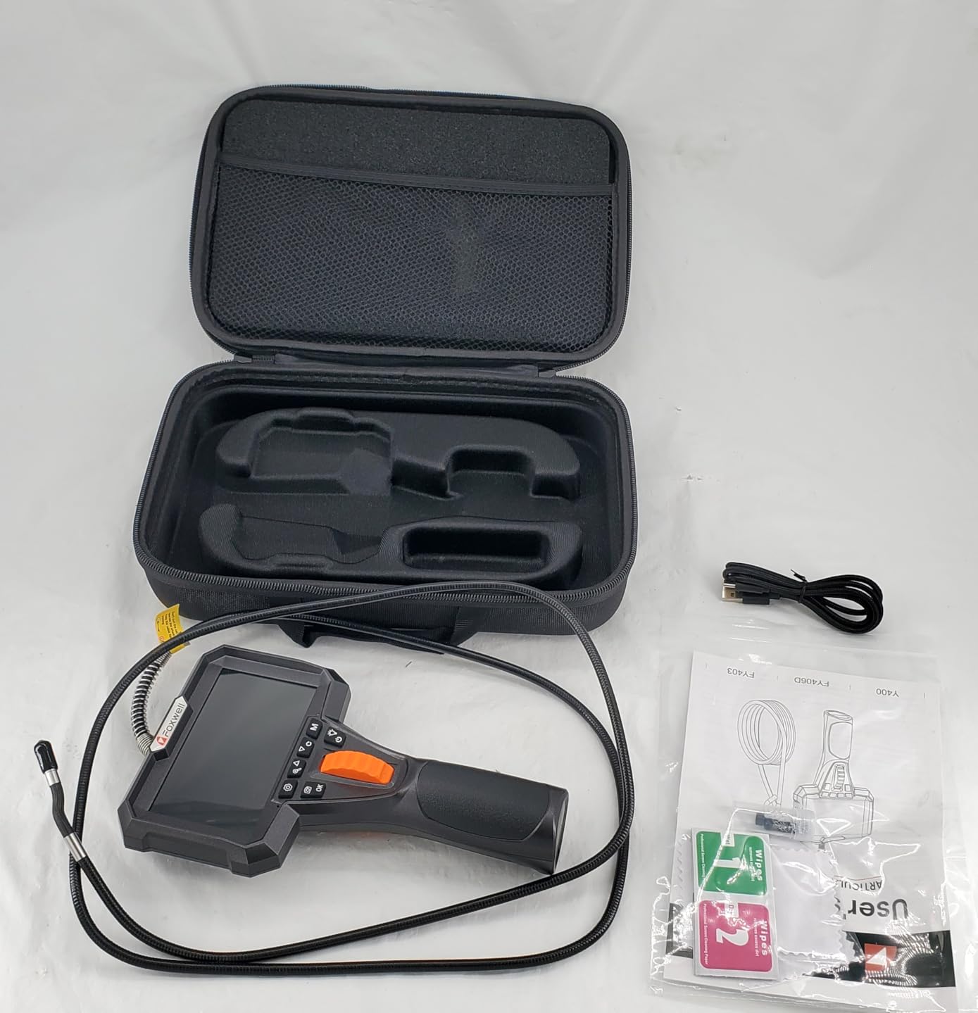 FOXWELL Y400 Two-Way Articulating Borescope with Light, 0.24in Ultra-Slim Probe, 220° Articulation, IPS HD Screen, Industrial Endoscope Inspection Camera for Automotive Engine, HVAC & Plumbing - 5.3FT customer photo 1