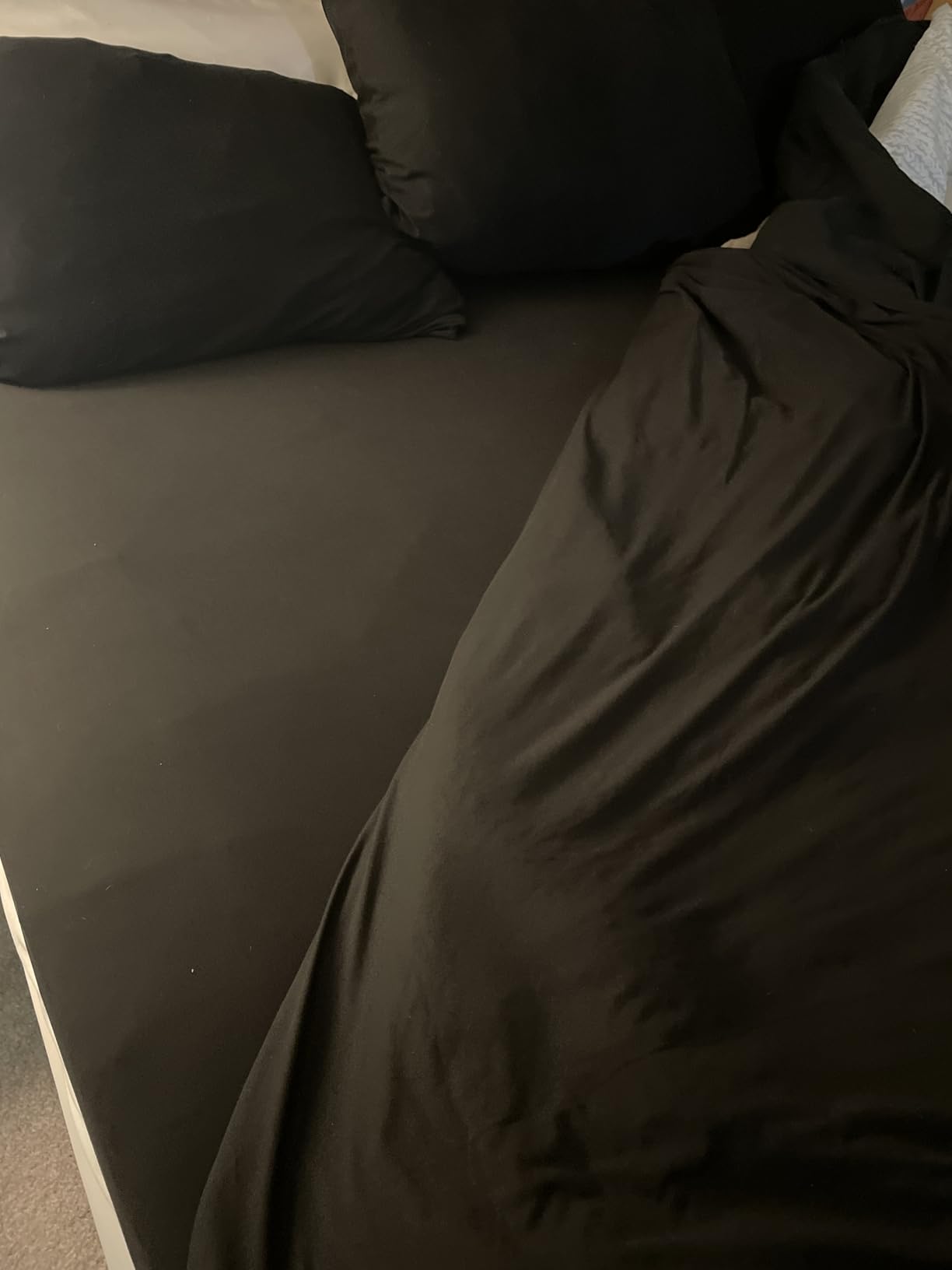 BYSURE Jersey Knit King Size Sheets Set 6 Pieces, Stretch Super Soft and Wrinkle-Free Bed Sheets, Spandex Blend with 18-inch Deep Pocket, Light Grey customer photo 1