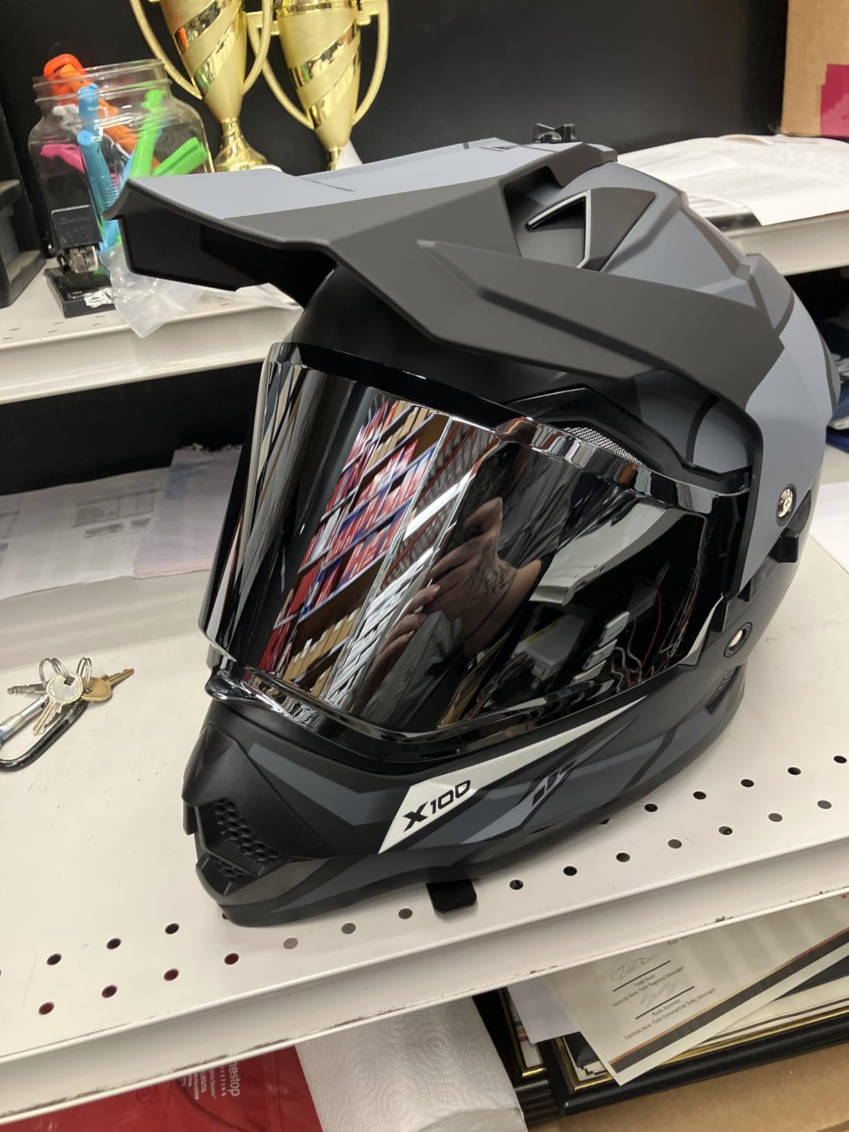 Orthrus Dual Sport Adventure Motorcycle Helmet DOT Certified for Adults, UV Protected Dual Visor & Intercom Slot, ATV UTV Dirt Bike Snowmobile Off Road Helmets customer photo 1