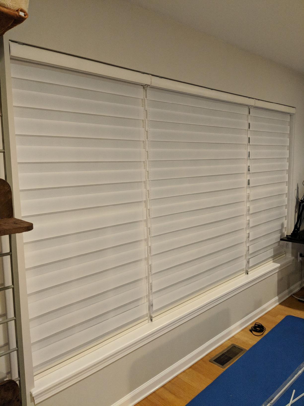 Foiresoft Zebra Blinds for Windows, Day Night Dual Layer Roller Shades for Windows, Adjustable Privacy, Inside or Outside Mount [W34 x H64 Inch, White] customer photo 1